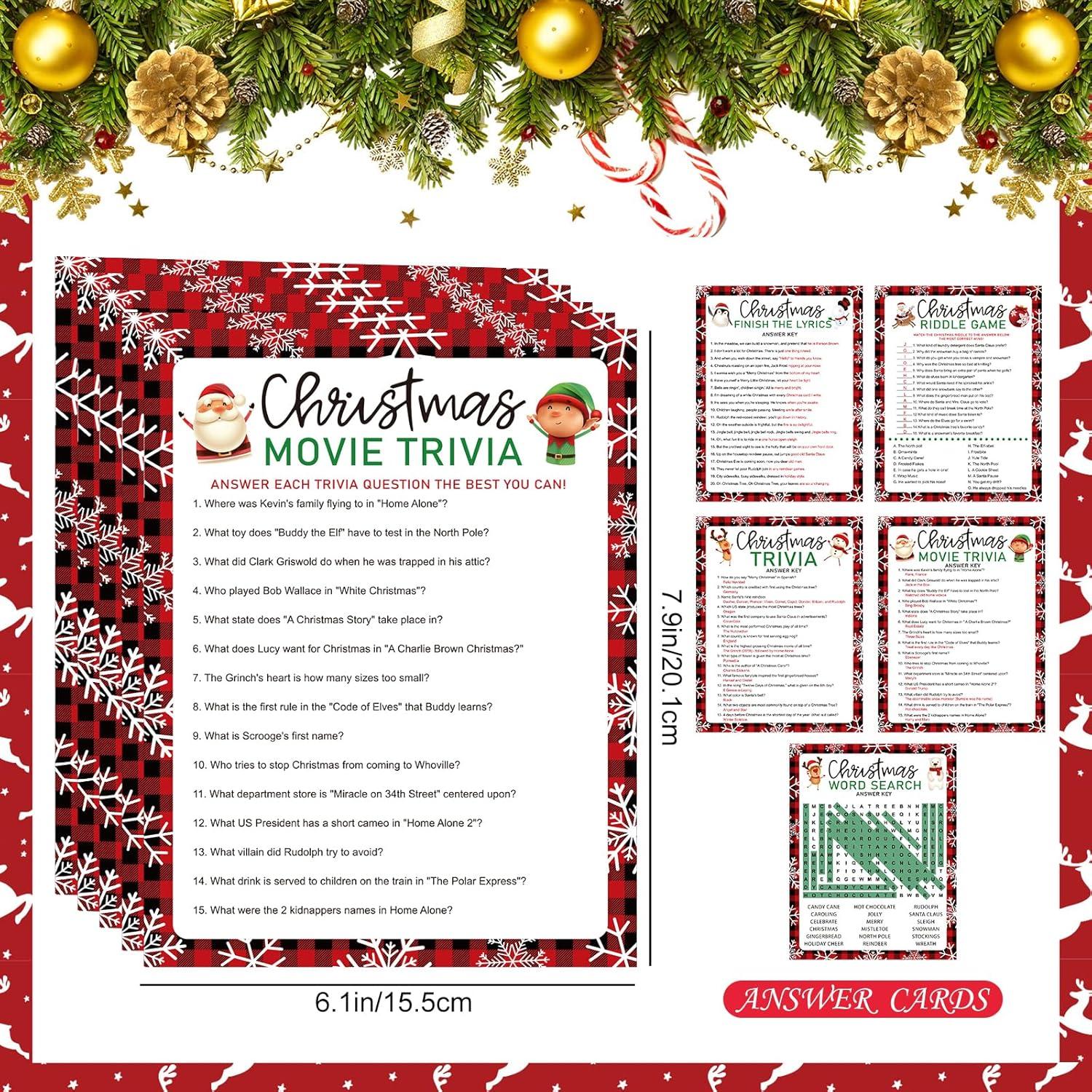 Tarjetas de Trivia Navideñas Whaline 100 Pcs 15.5x20.1 cm