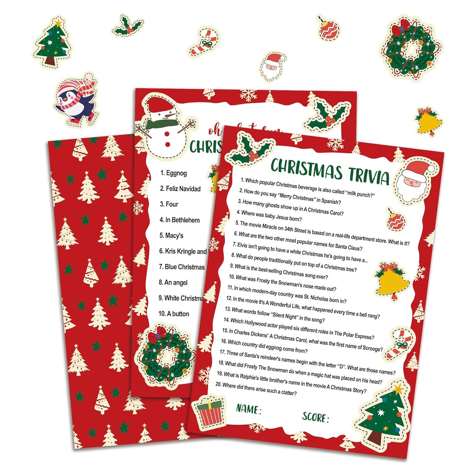 Juego de Trivia Navideña Xenseou - 30 Tarjetas de Preguntas