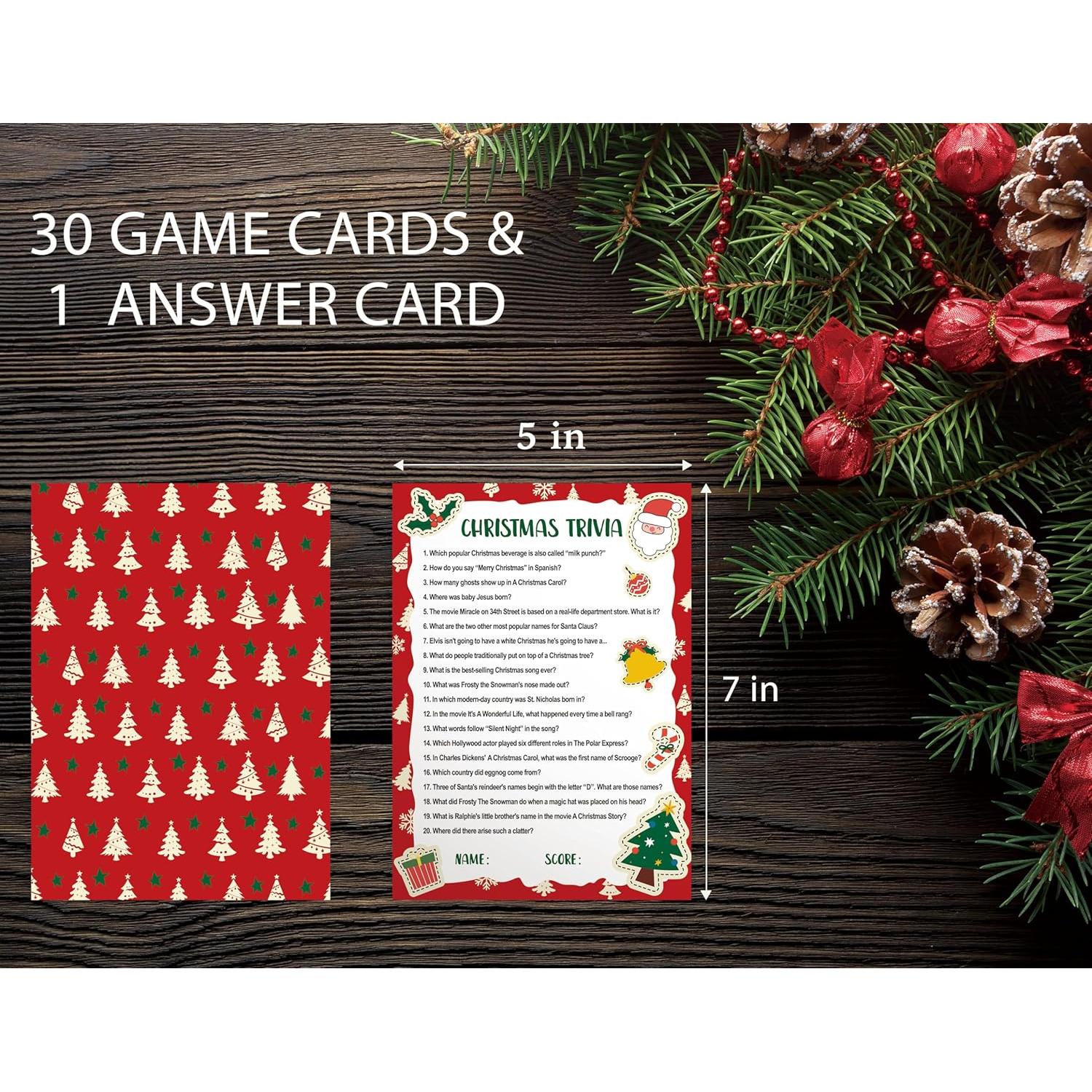 Juego de Trivia Navideña Xenseou - 30 Tarjetas de Preguntas