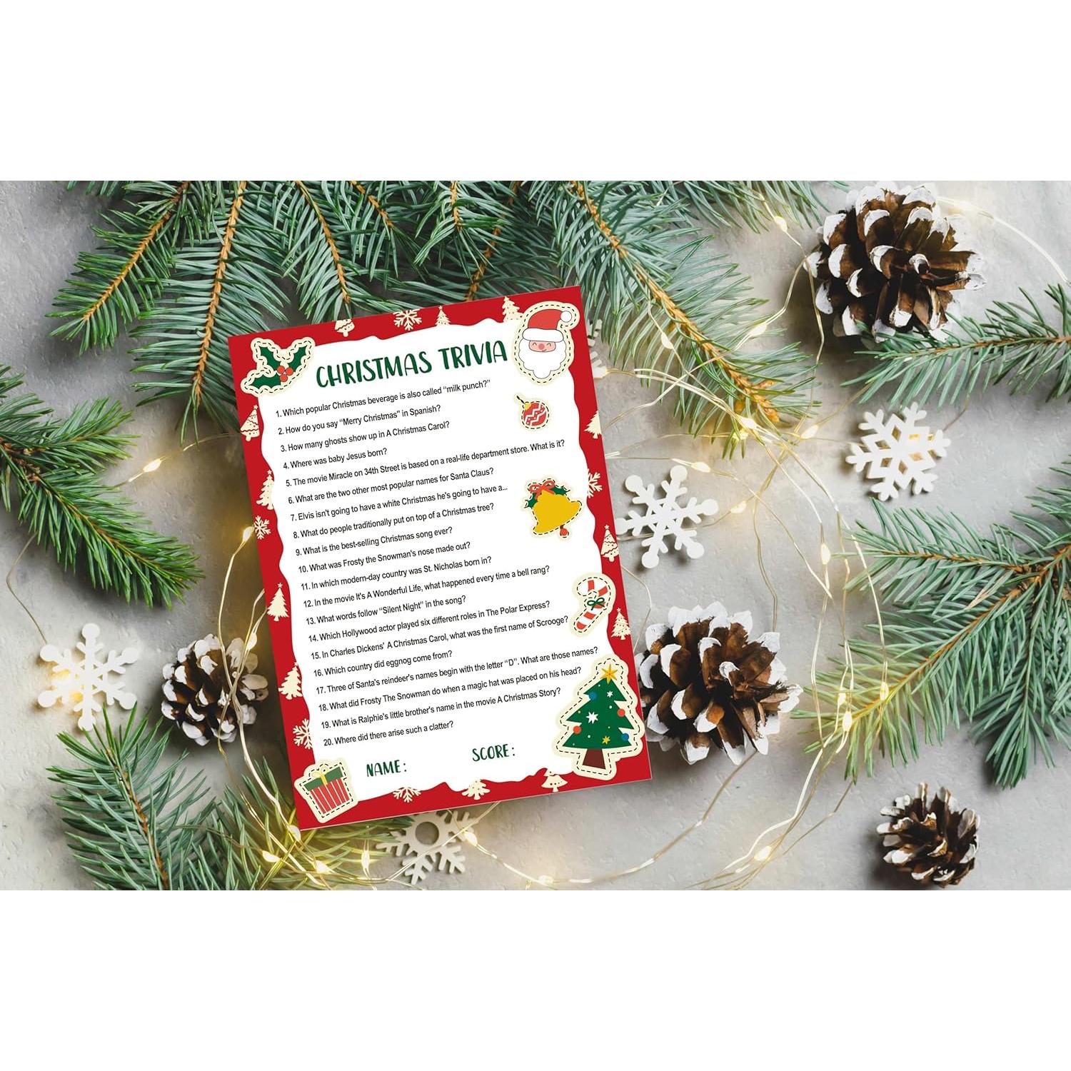Juego de Trivia Navideña Xenseou - 30 Tarjetas de Preguntas