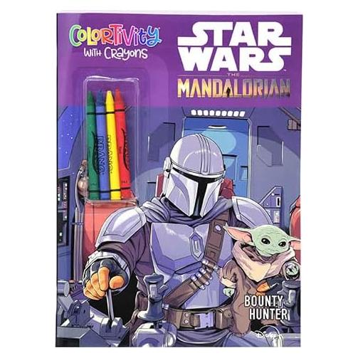 Libro para Colorear Mandalorian Star Wars con 4 Crayones