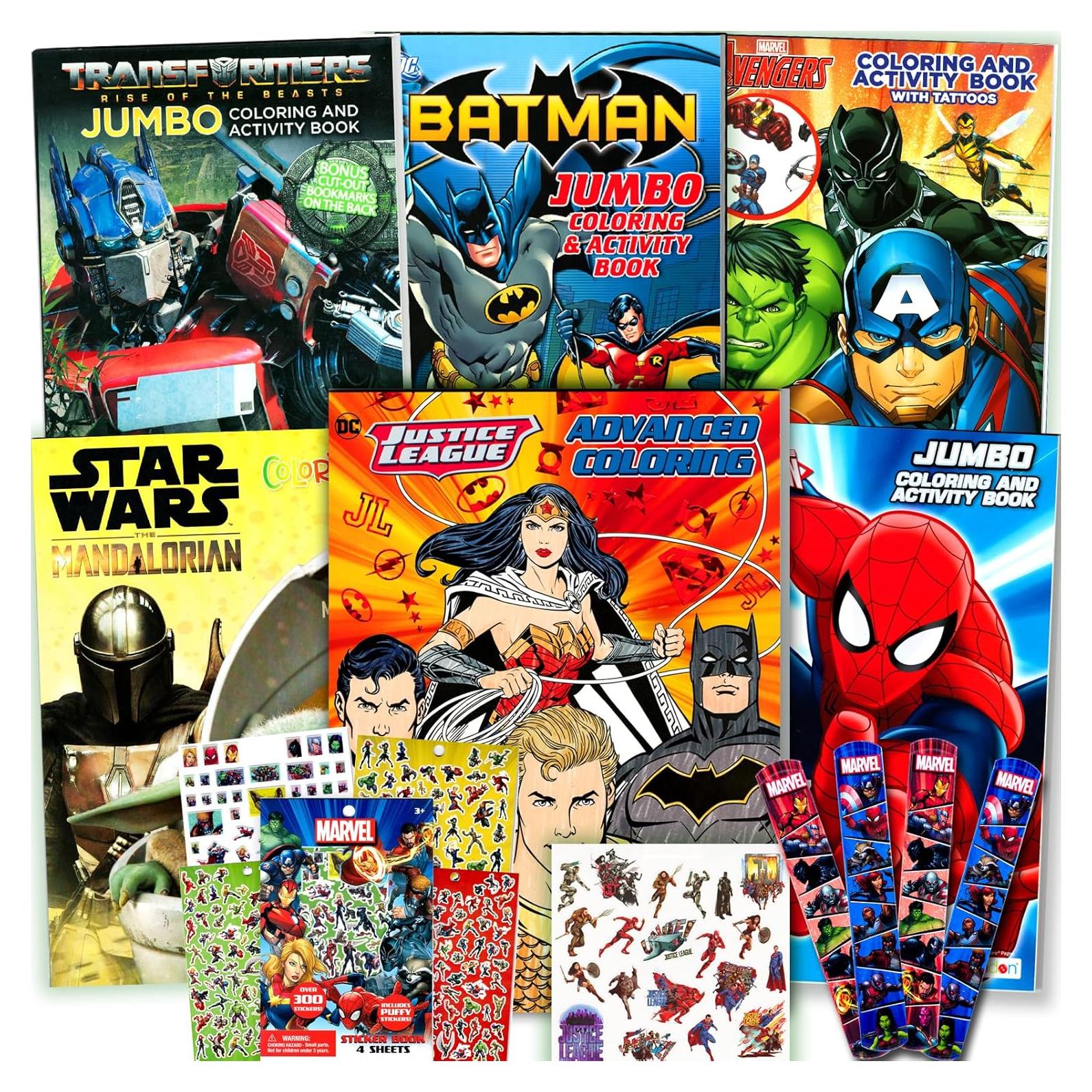 Conjunto de Libros para Colorear Superhéroes Marvel y DC - 6 Libros