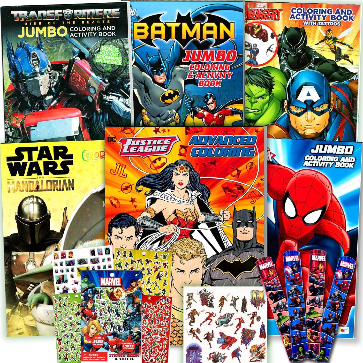 Conjunto de Libros para Colorear Superhéroes Marvel y DC - 6 Libros