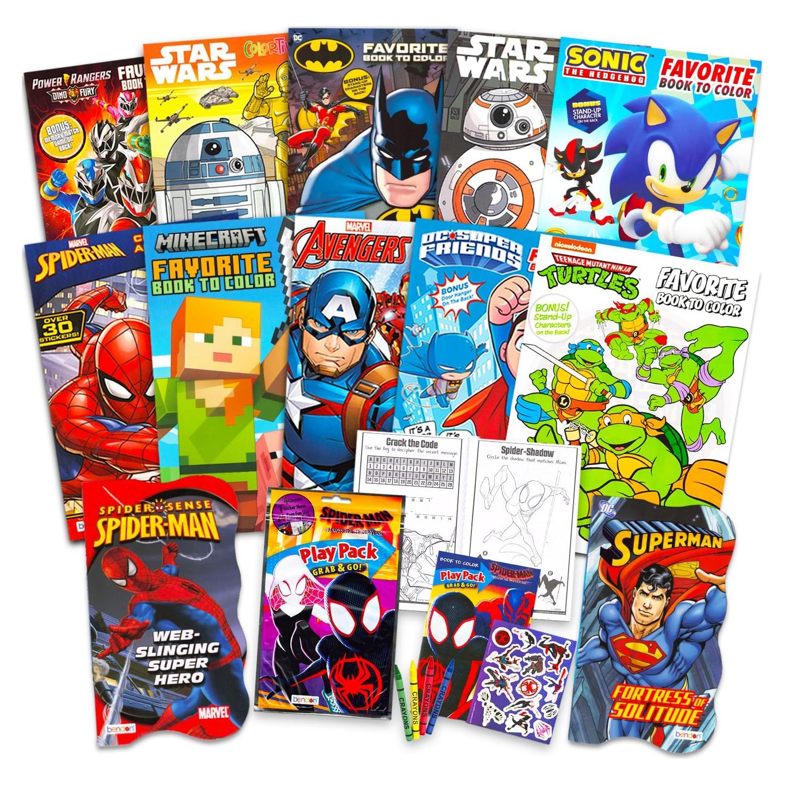 Conjunto de Libros para Colorear Marvel y Superhéroes 11 Unidades