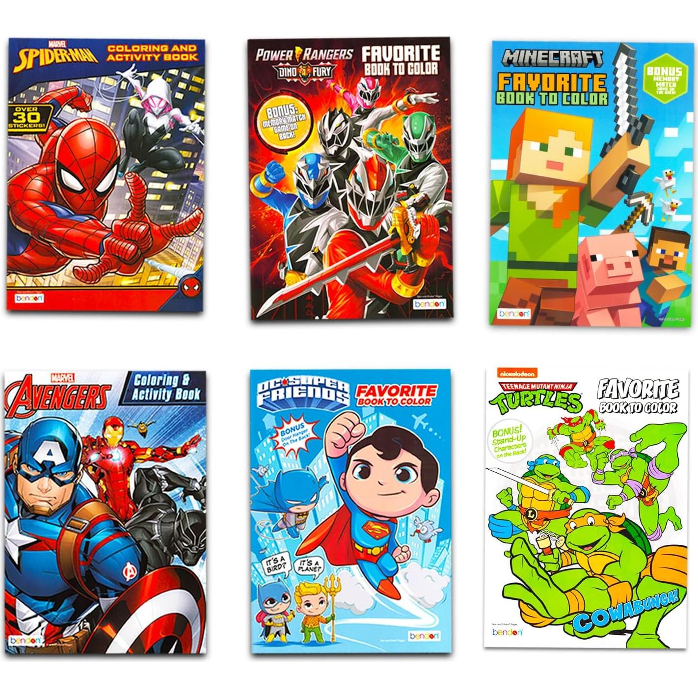 Conjunto de Libros para Colorear Marvel y Superhéroes 11 Unidades