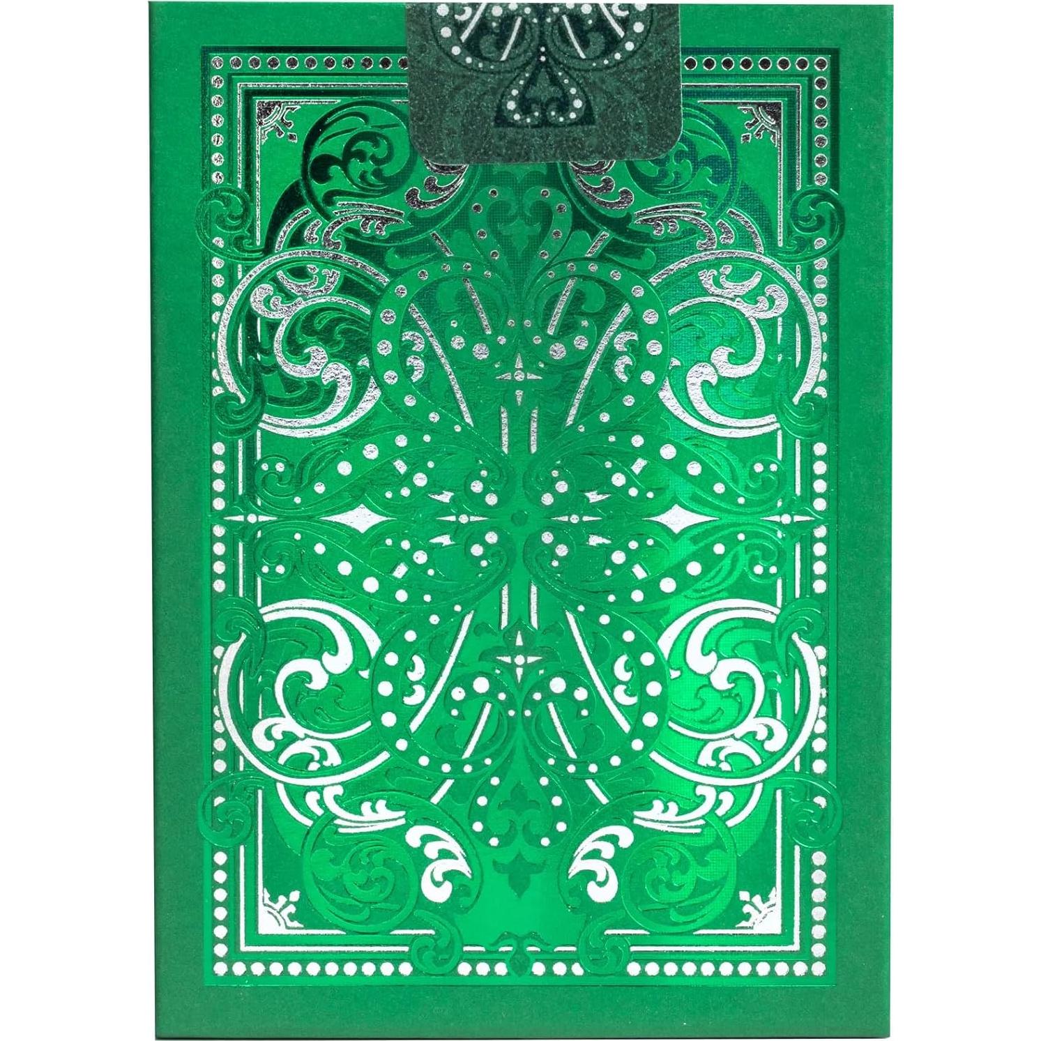Baraja Premium Jacquard Bicicleta Plata Verde Esmeralda 90g