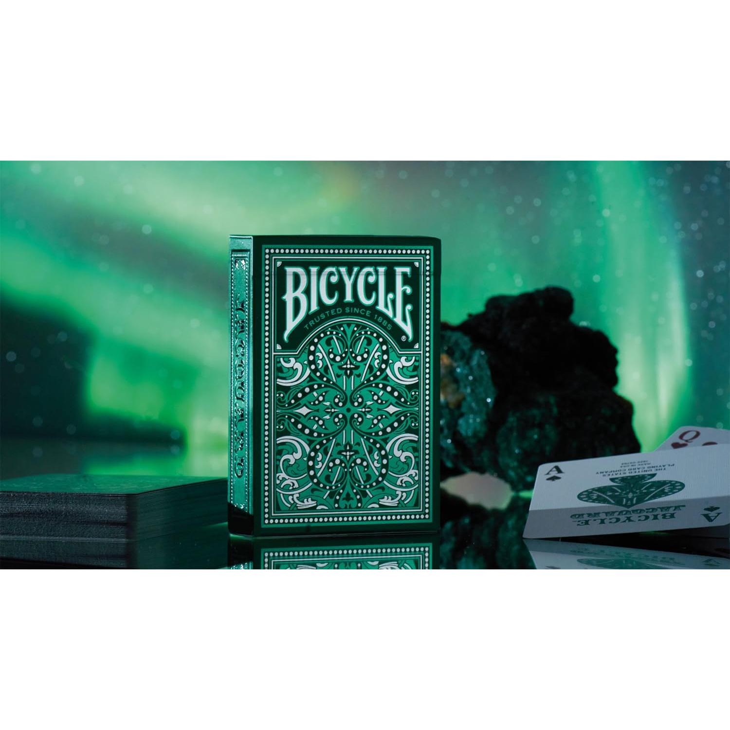Baraja Premium Jacquard Bicicleta Plata Verde Esmeralda 90g