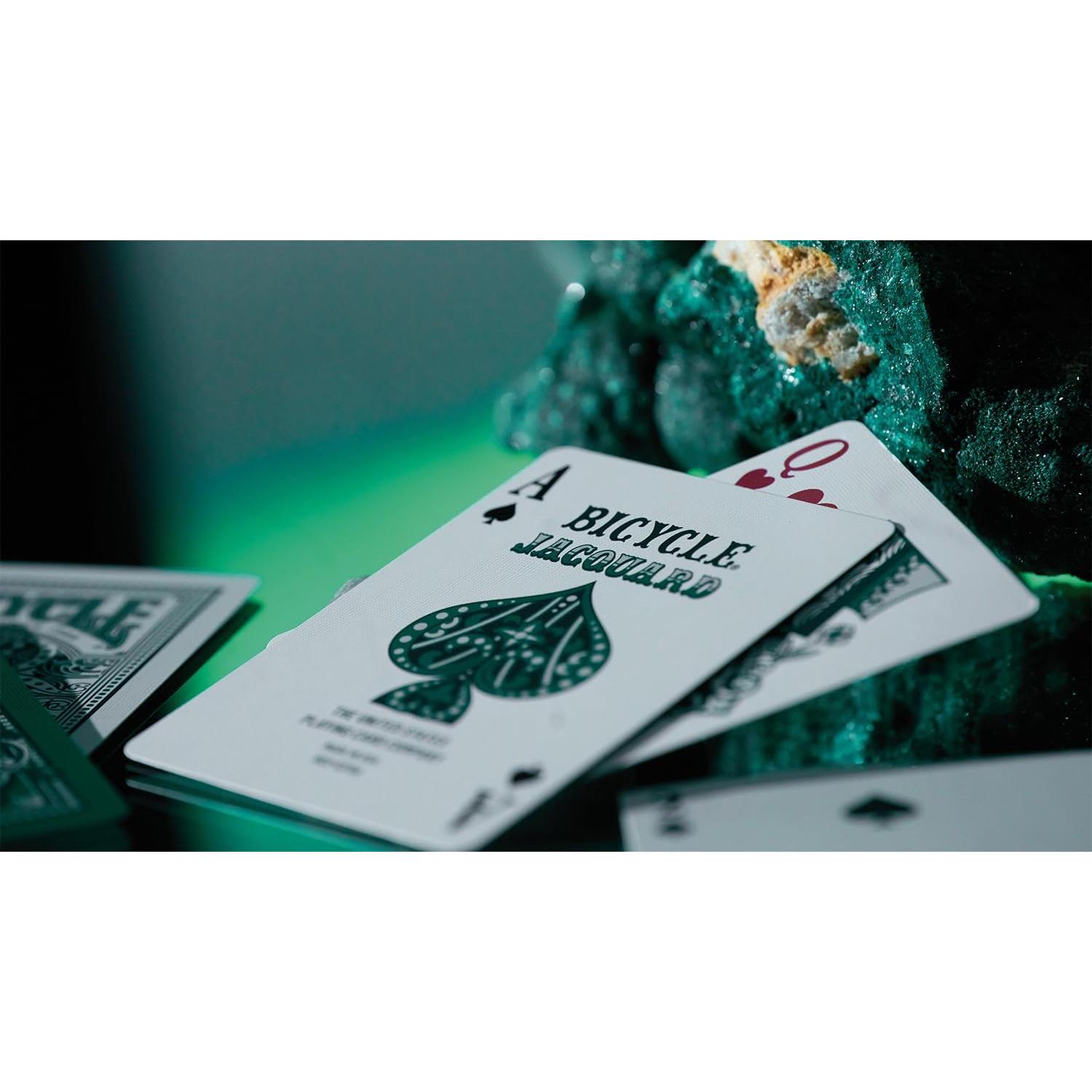 Baraja Premium Jacquard Bicicleta Plata Verde Esmeralda 90g