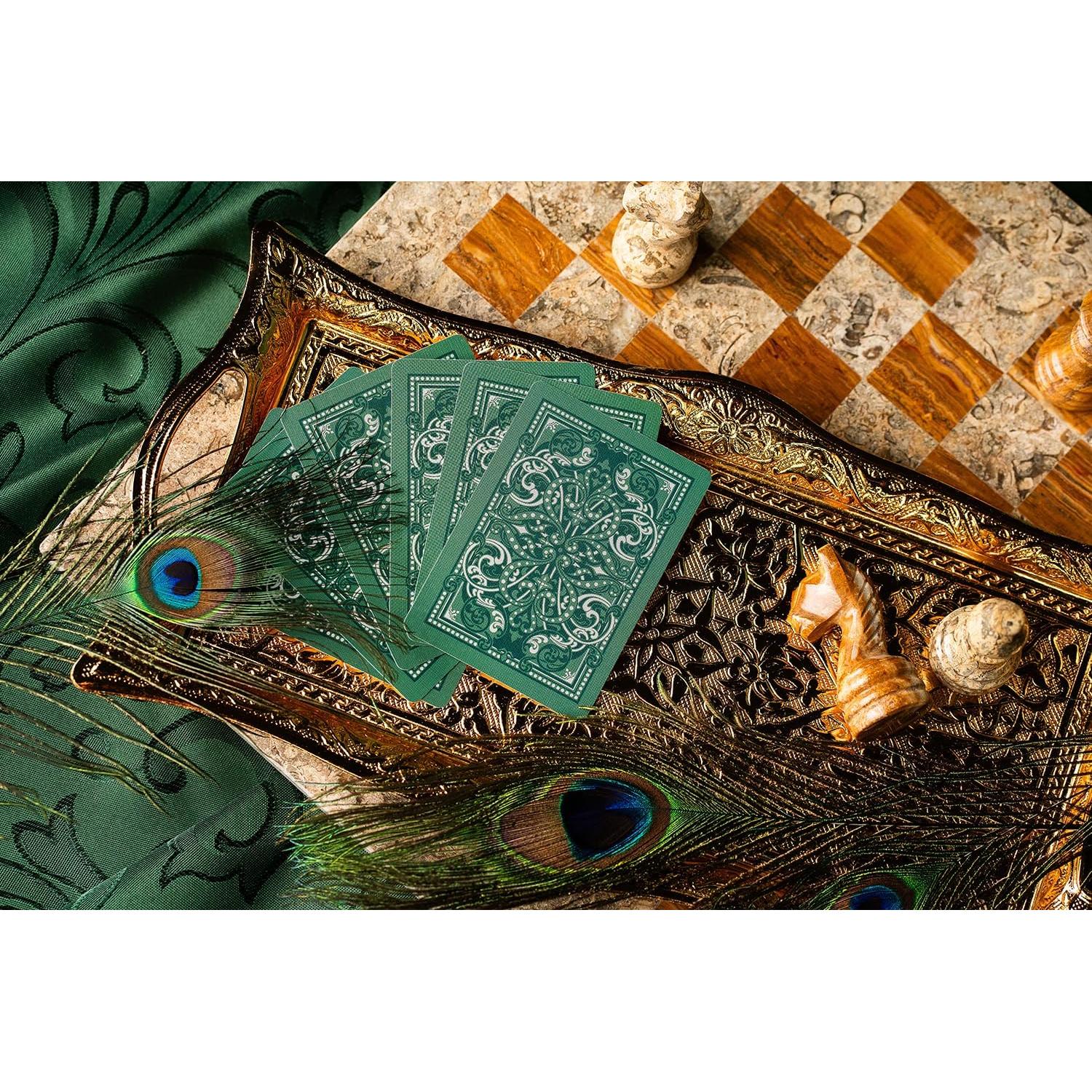 Baraja Premium Jacquard Bicicleta Plata Verde Esmeralda 90g