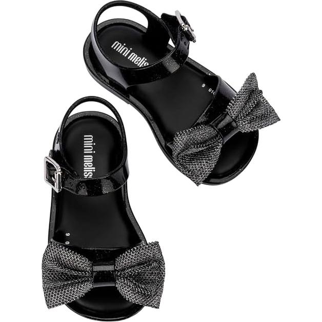 Sandalias Mini Melissa Mar para Niñas - Brillo Negro 22.5cm