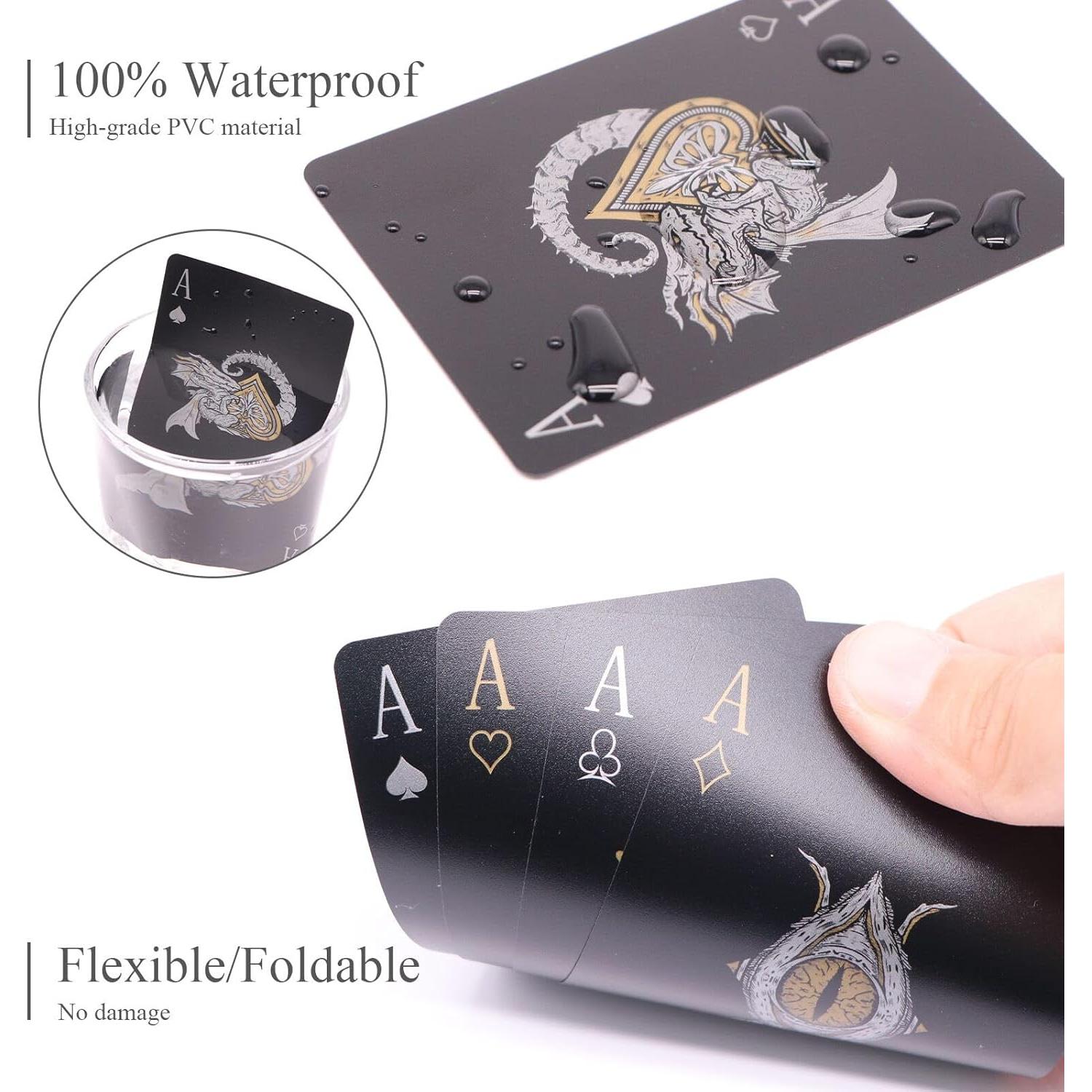 Baraja de Cartas de Plástico Impermeables WJPC Dragón Negro