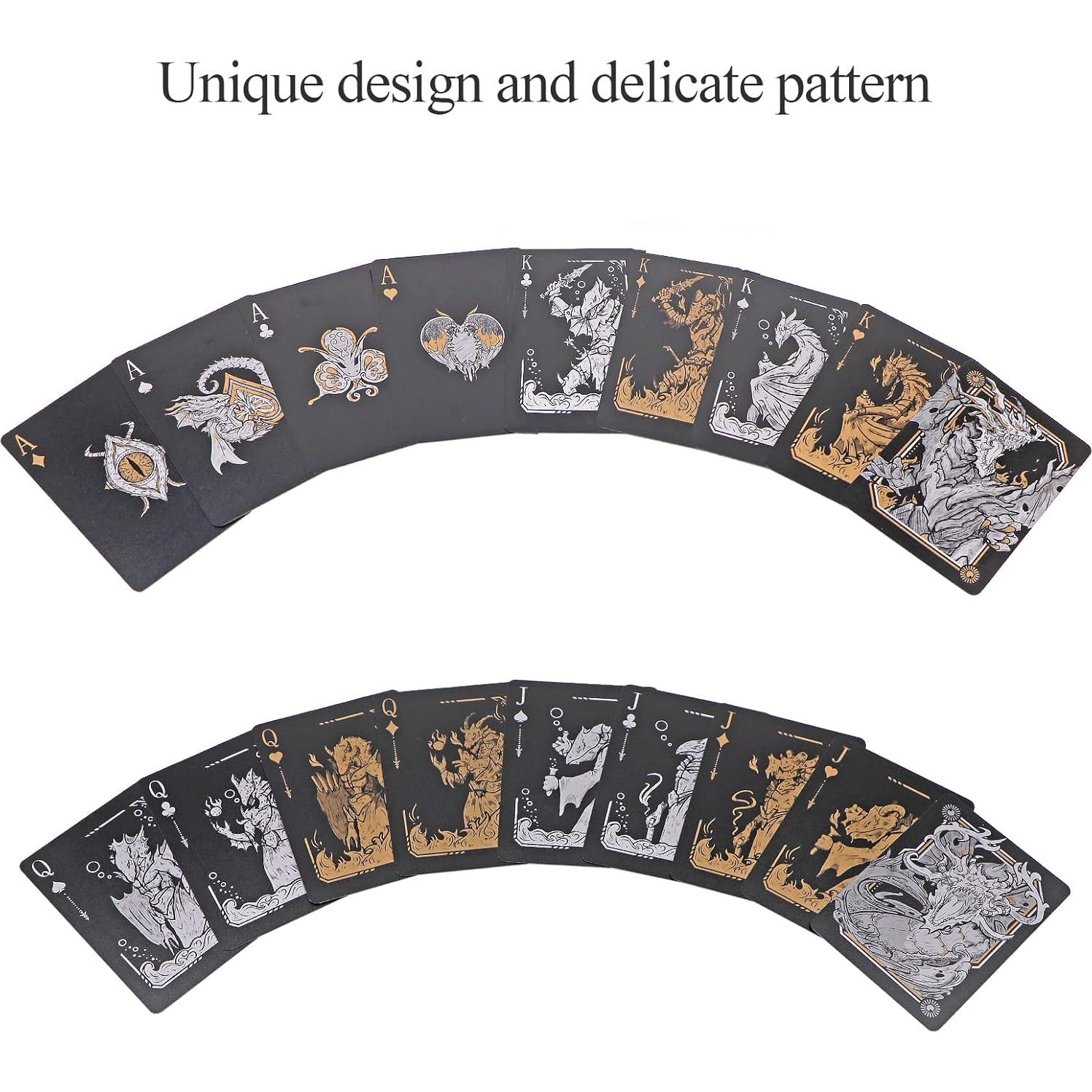 Baraja de Cartas de Plástico Impermeables WJPC Dragón Negro