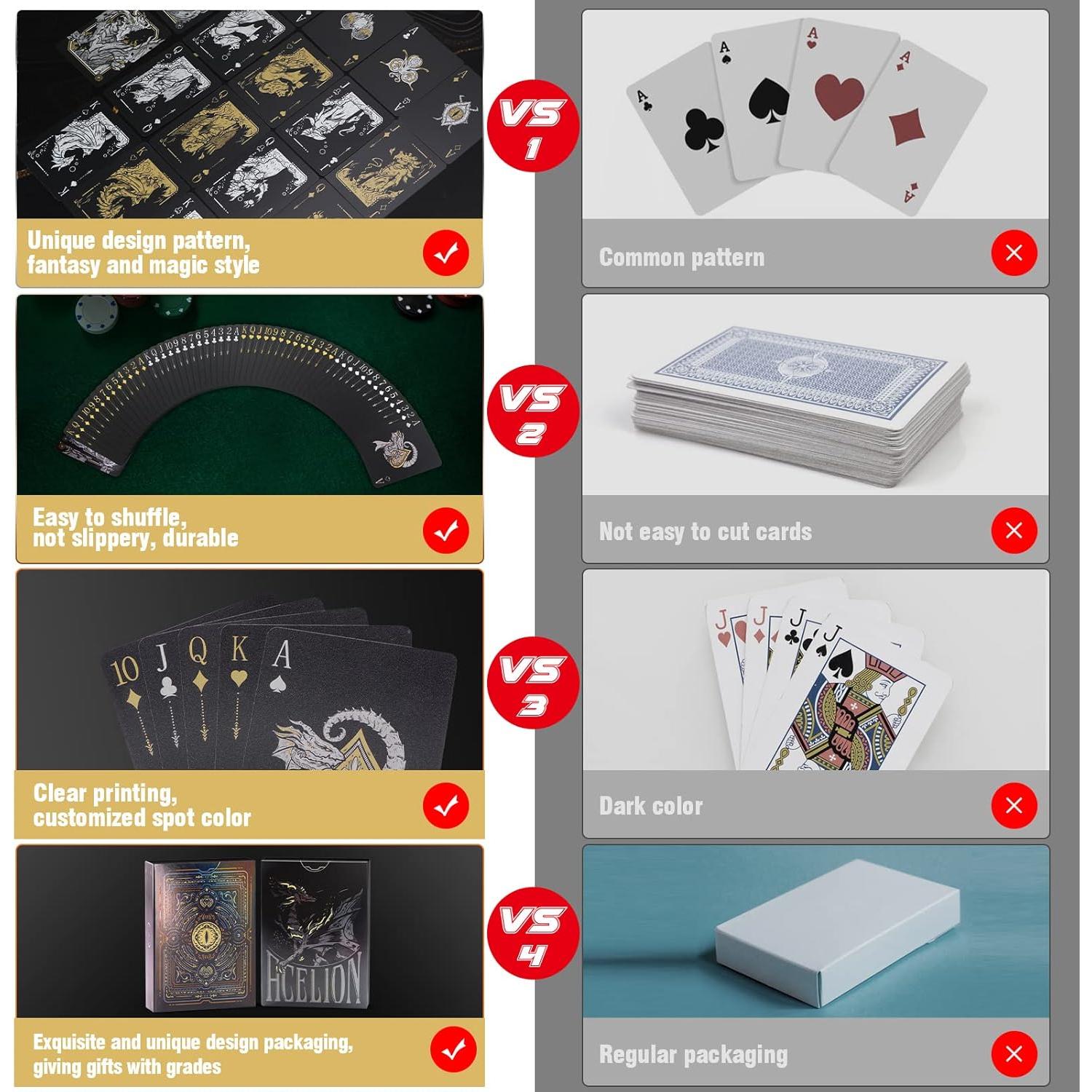 Baraja de Cartas de Plástico Impermeables WJPC Dragón Negro