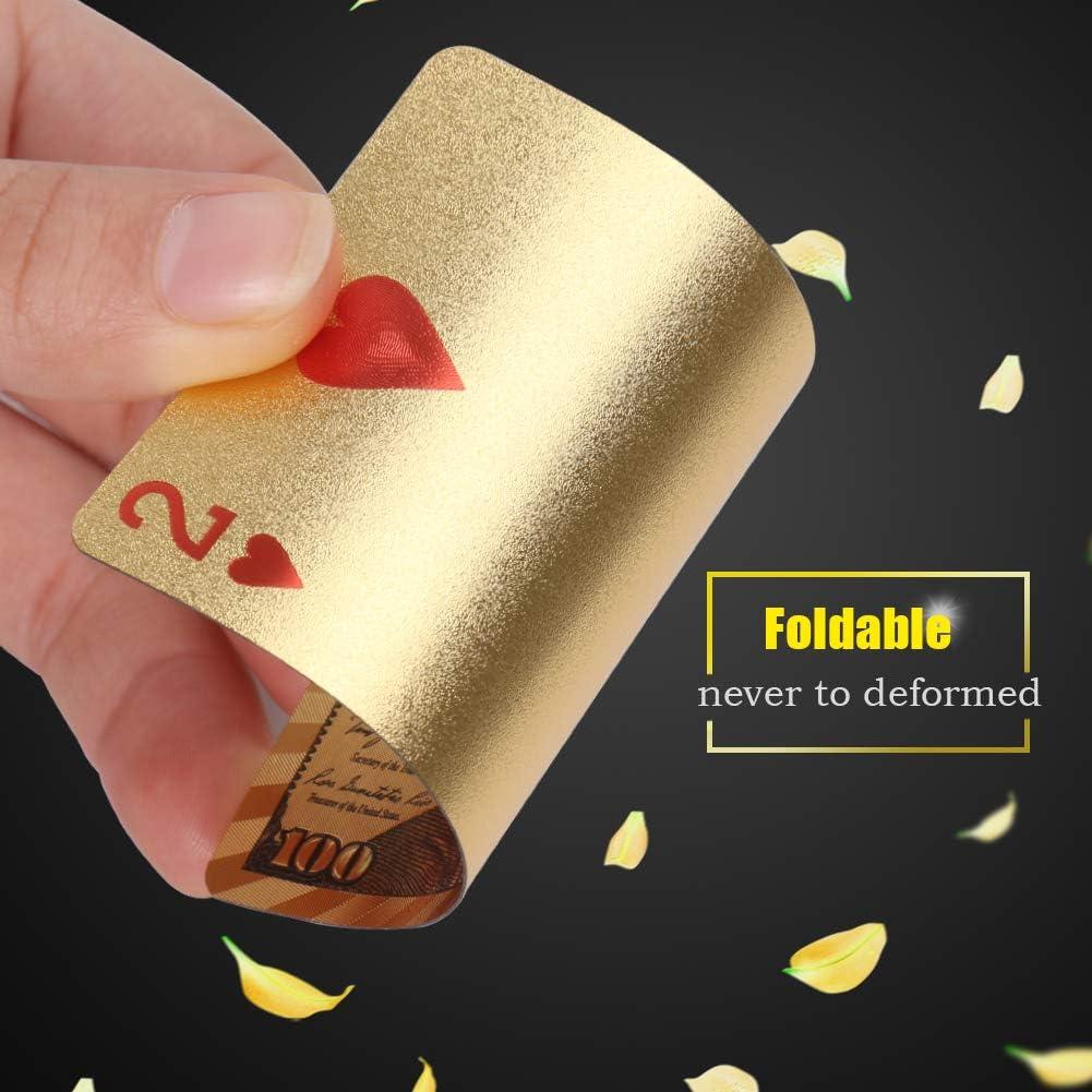 Joyoldelf 2 Barajas de Cartas de Juego 24k Dólar Impermeables