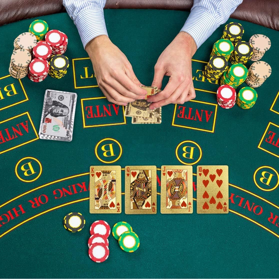 Joyoldelf 2 Barajas de Cartas de Juego 24k Dólar Impermeables