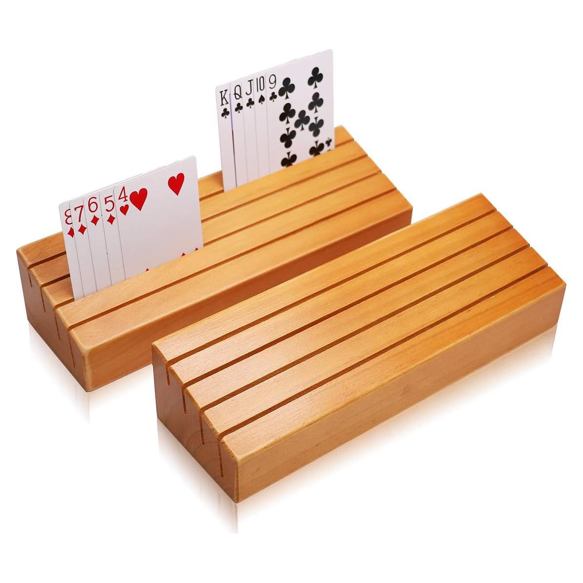 Soporte de Cartas de Madera Exqline Set de 2 para Juegos
