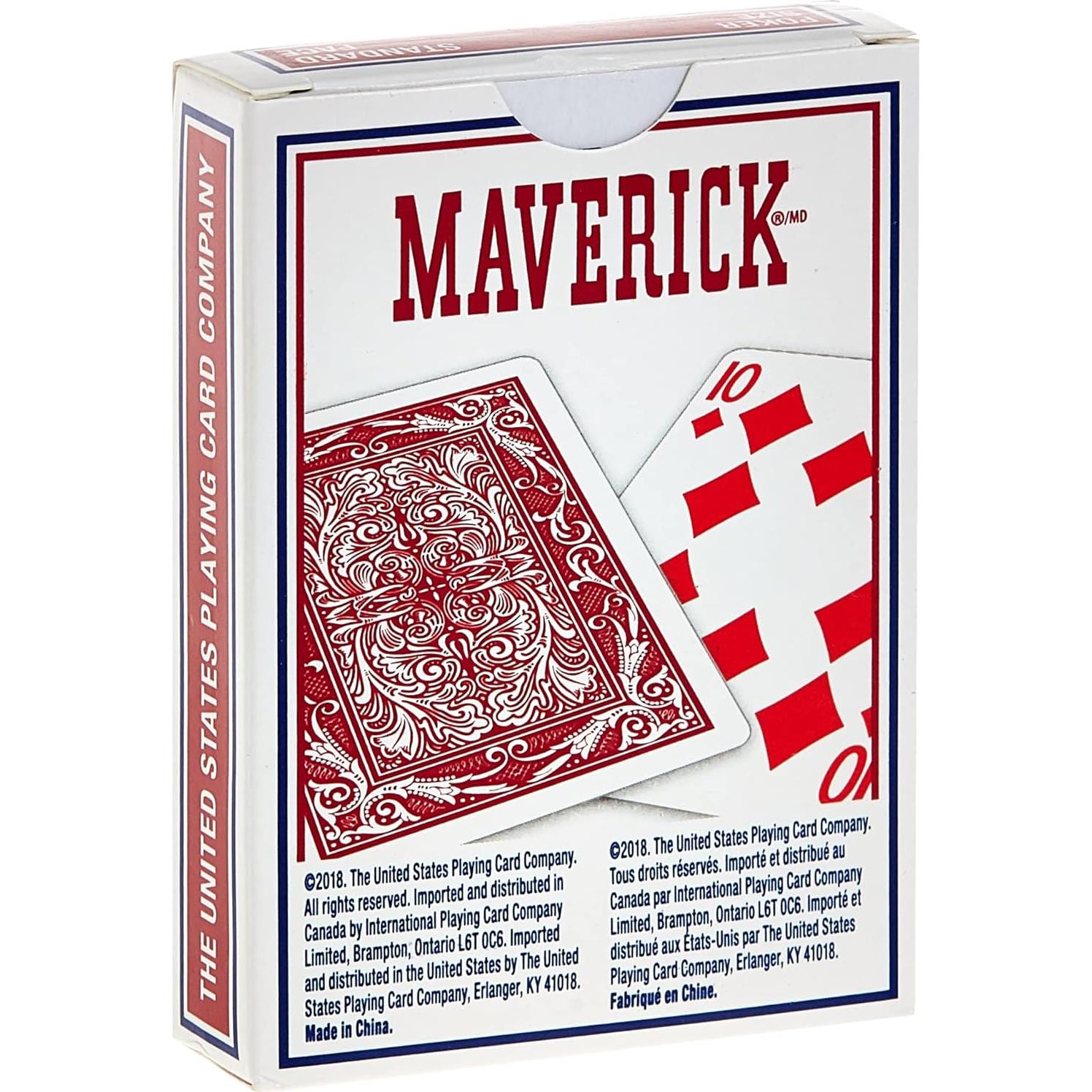 Mazos de Póker Maverick Estándar en Rojo y Azul - 1 CT