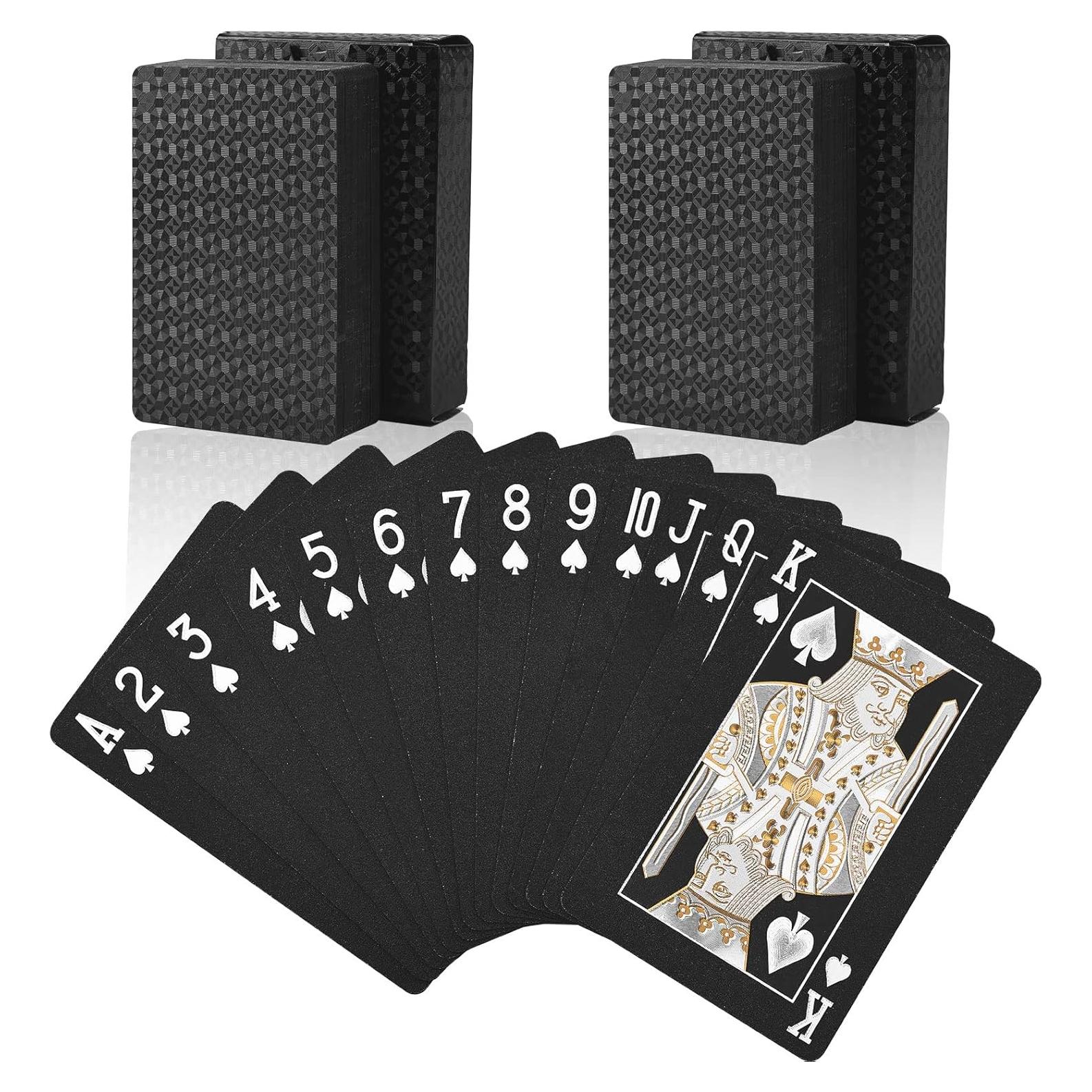 Barajas de Jugar Joyoldelf Negras Impermeables - 2 Piezas