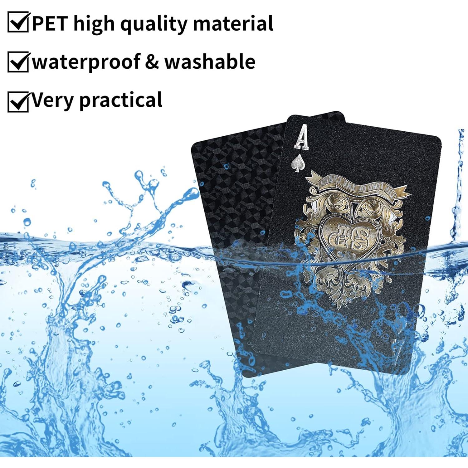 Barajas de Jugar Joyoldelf Negras Impermeables - 2 Piezas