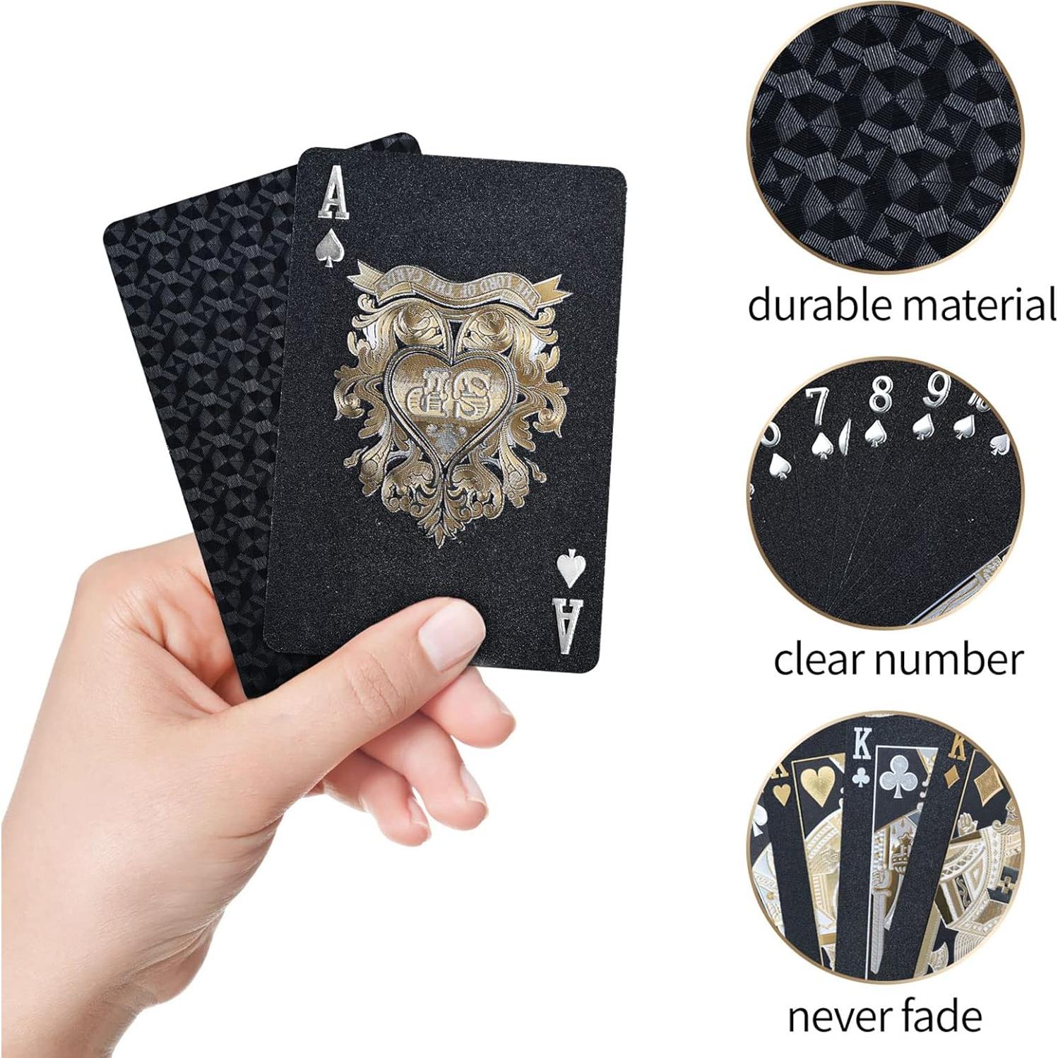 Barajas de Jugar Joyoldelf Negras Impermeables - 2 Piezas