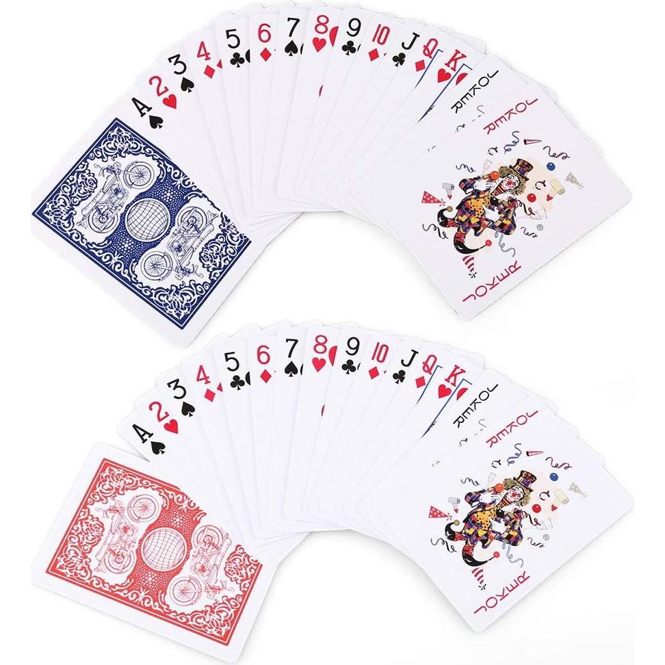 Barajas de Juego LotFancy, Paquete de 12, Tamaño Póker, 6 Azules y 6 Rojas