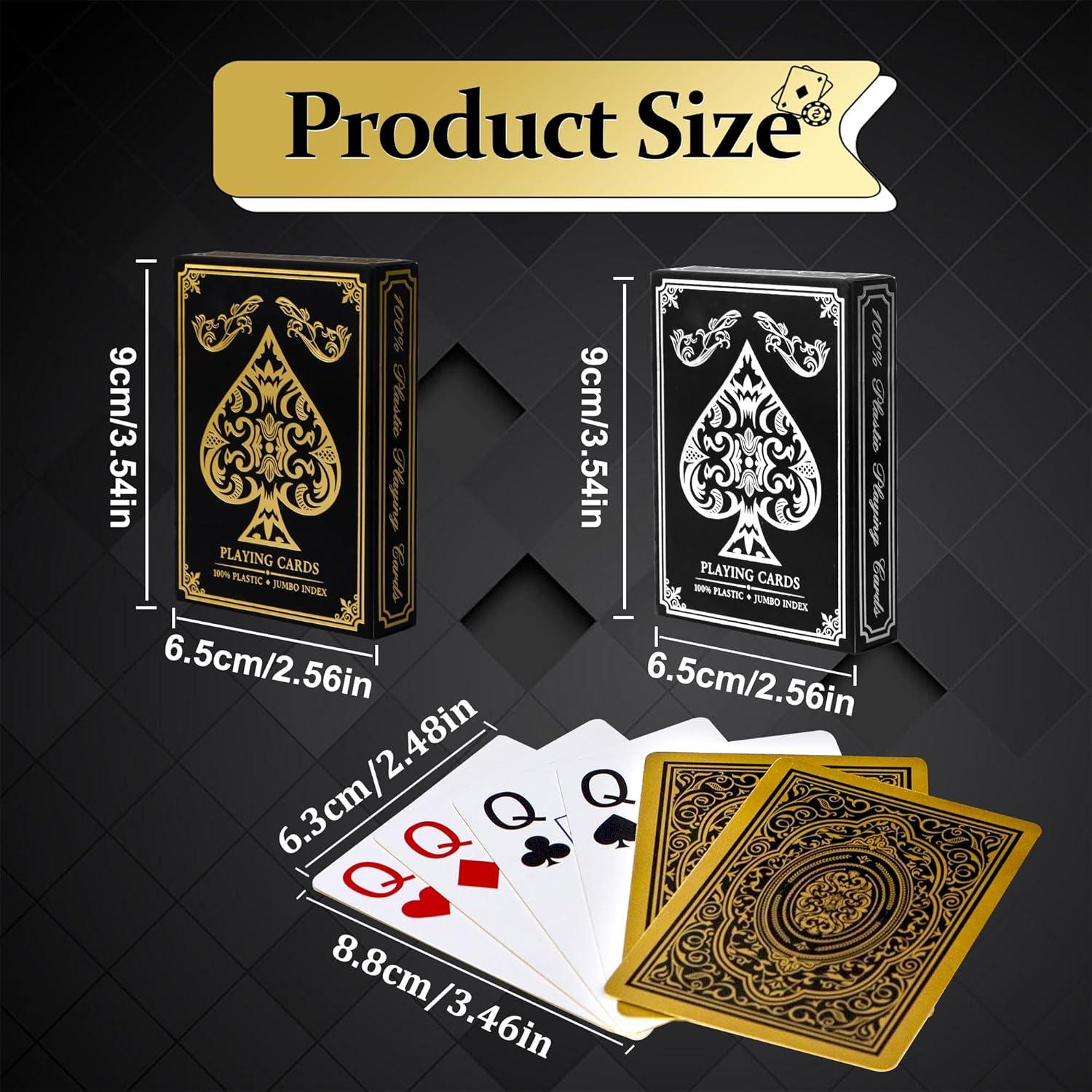 Barajas de Jugar Etyishe Premium Impermeables 4 Piezas Oro Plata