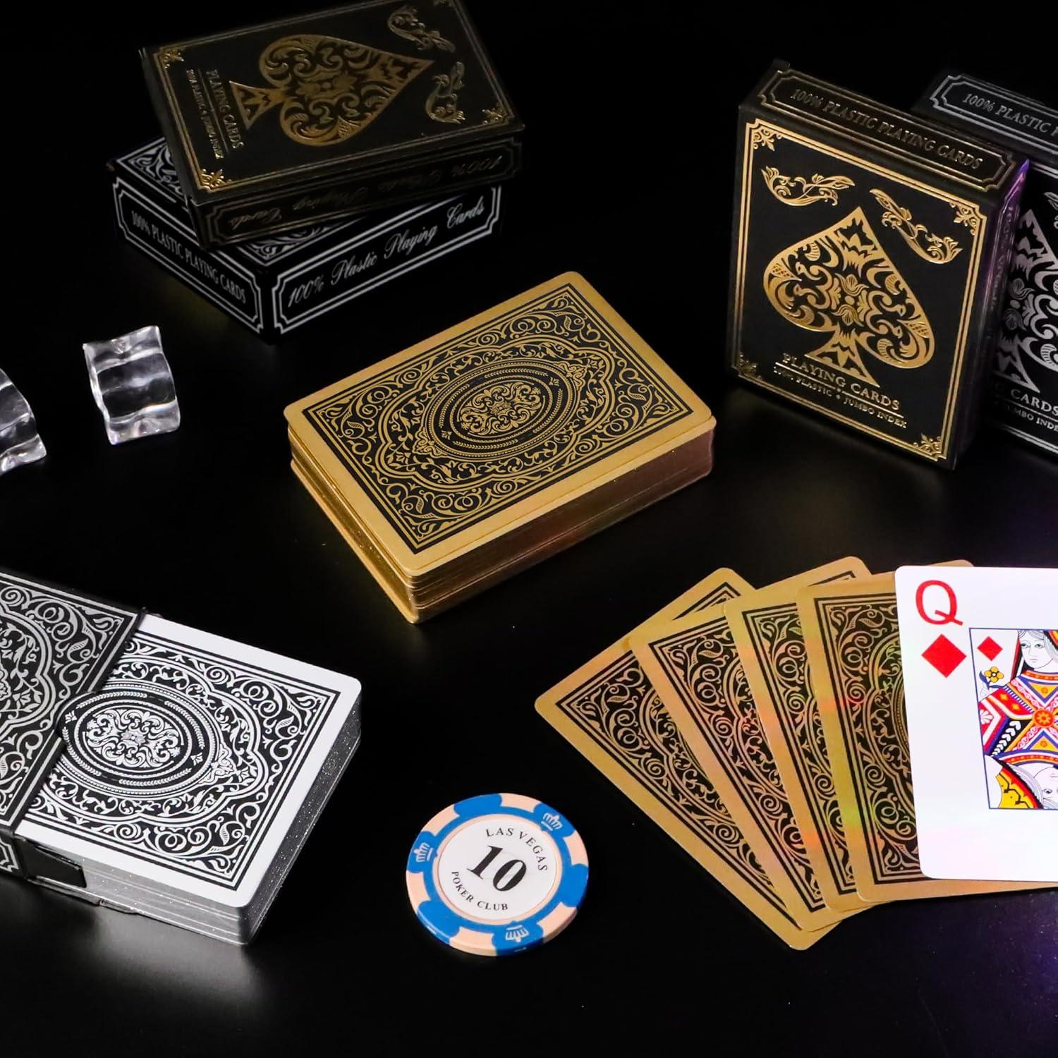 Barajas de Jugar Etyishe Premium Impermeables 4 Piezas Oro Plata