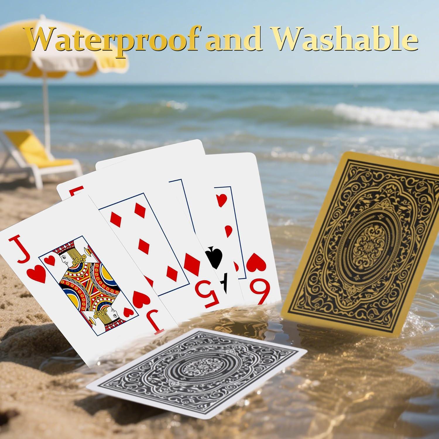 Barajas de Jugar Etyishe Premium Impermeables 4 Piezas Oro Plata