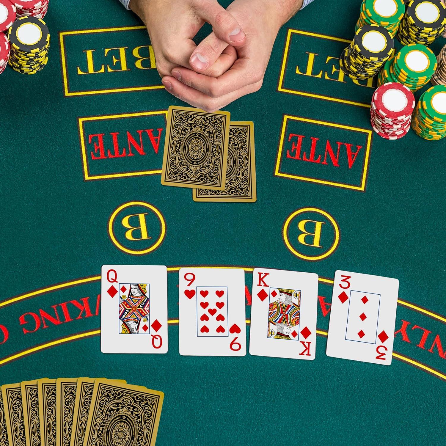 Barajas de Jugar Etyishe Premium Impermeables 4 Piezas Oro Plata