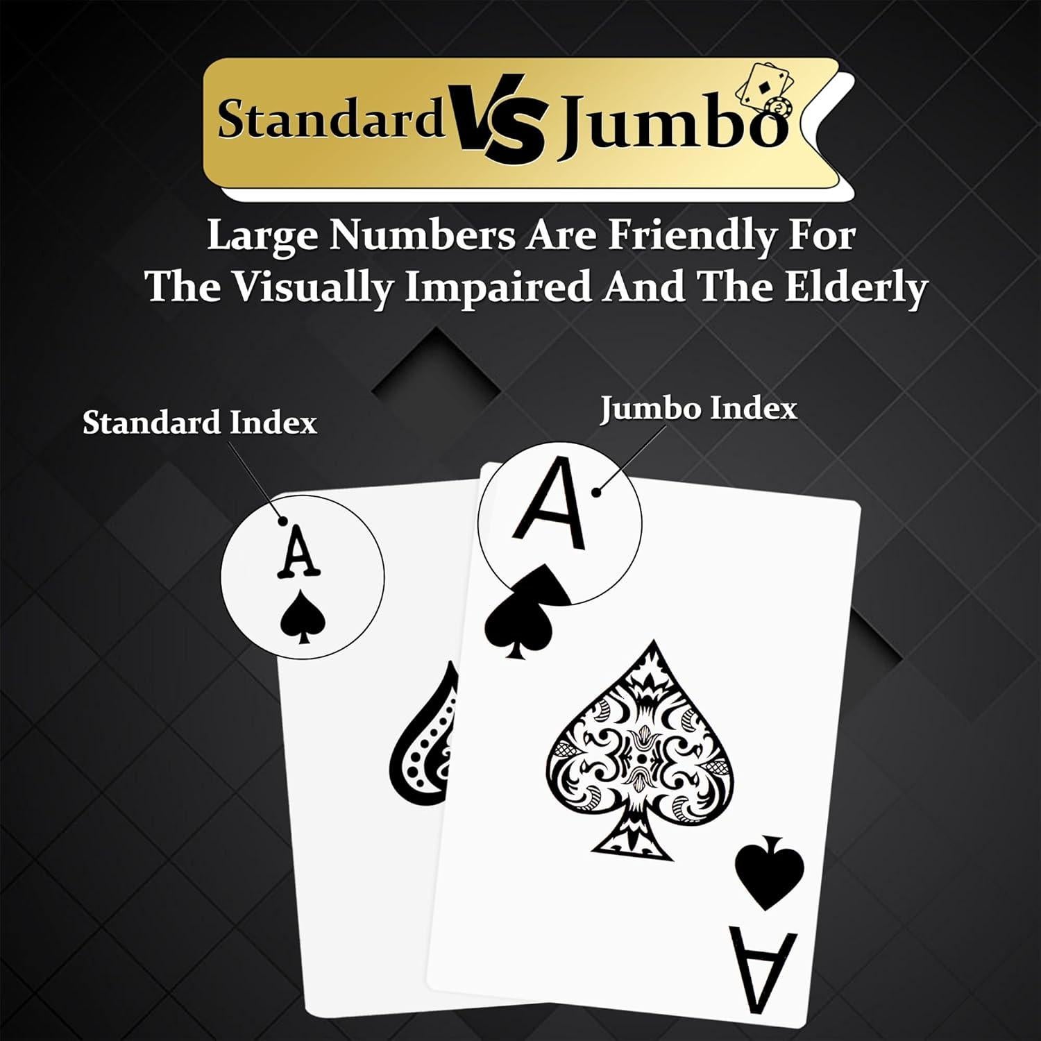 Barajas de Jugar Etyishe Premium Impermeables 4 Piezas Oro Plata