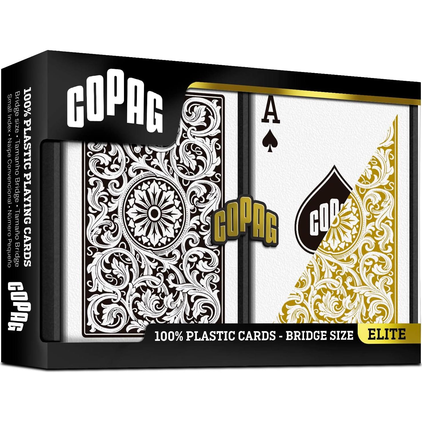 Copag 1546 Cartas de Juego 100% Plástico Bridge Negro/Oro
