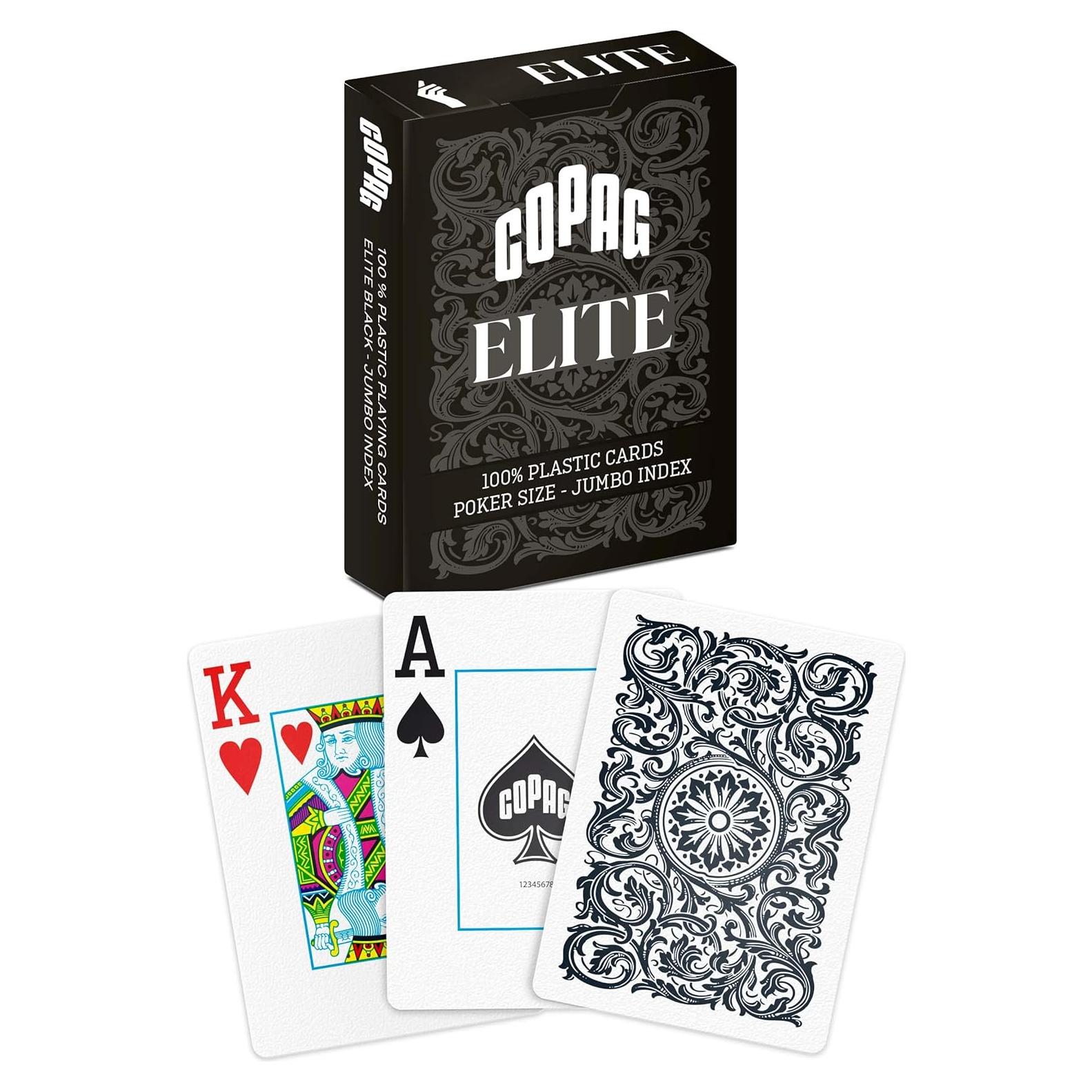 Mazo de Cartas Copag Elite 100% Plástico Jumbo Negro