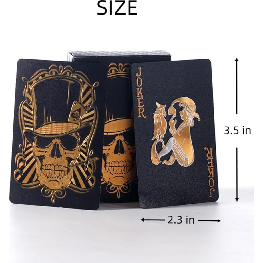 Paquete de 2 Barajas de Cartas de Póker Calavera Negra - Impermeables