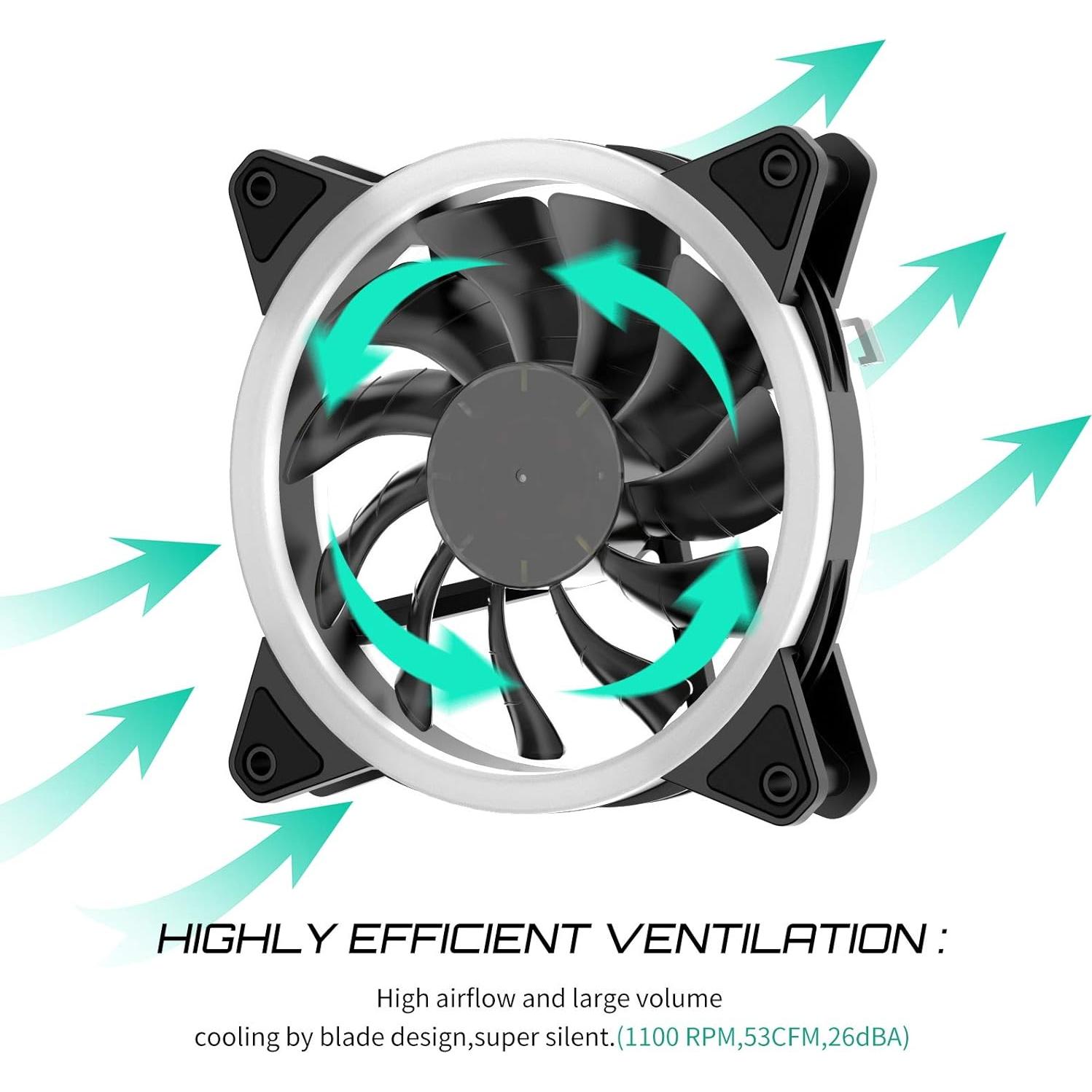 Ventilador LED 120mm upHere Silencioso RGB Triple Pack