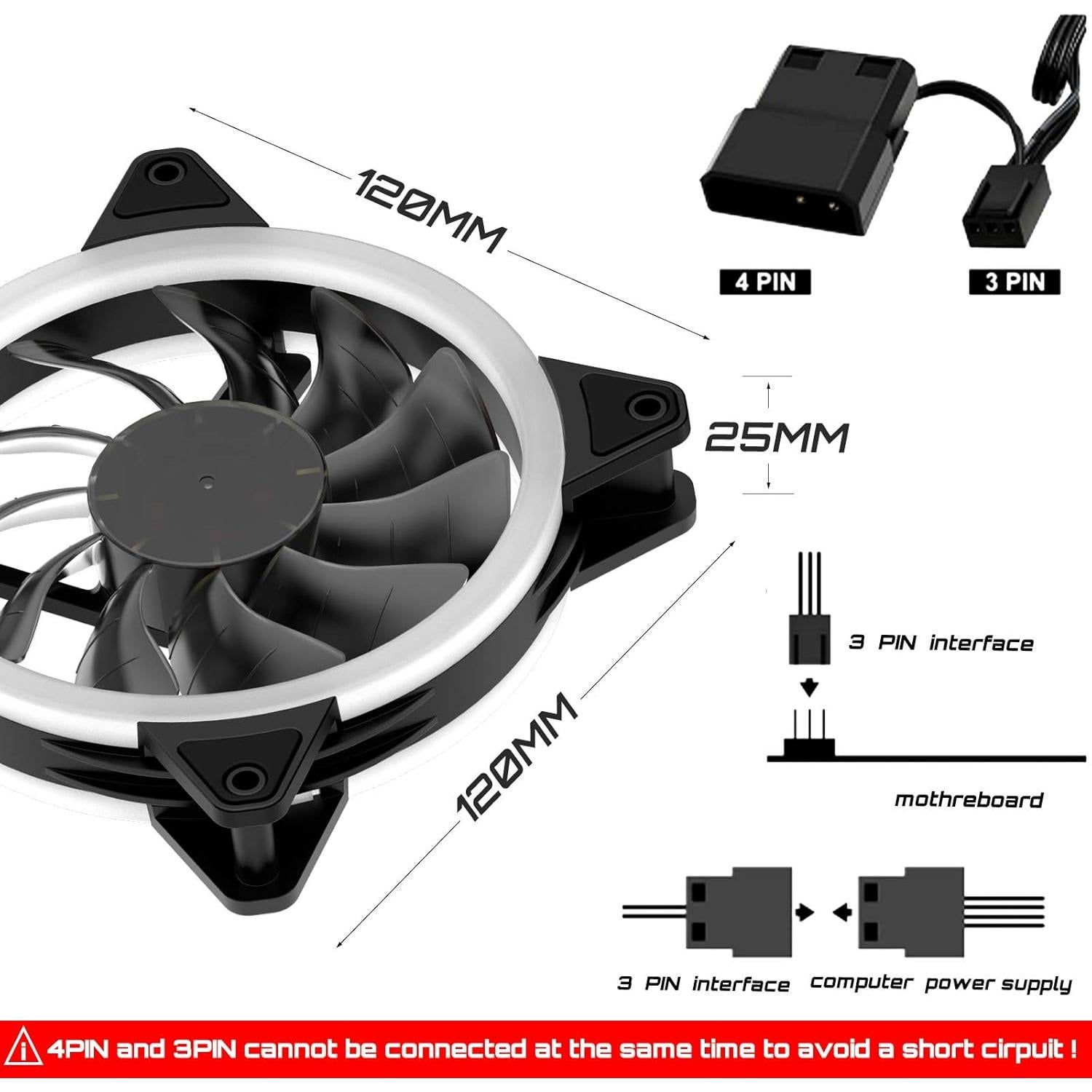 Ventilador LED 120mm upHere Silencioso RGB Triple Pack