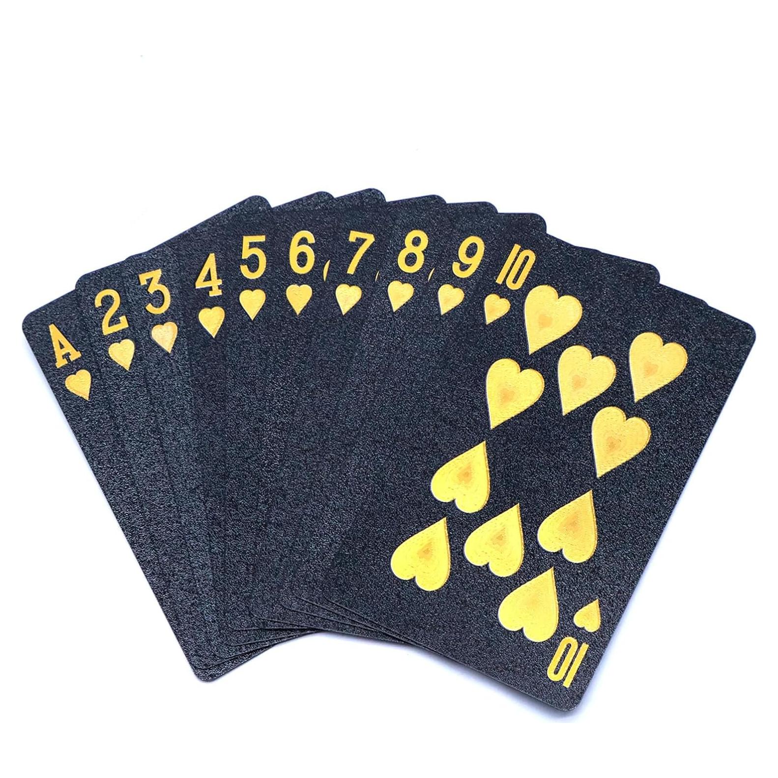 Barajas de Cartas Impermeables BKBNSJ Negro-Dorado 2 Unidades