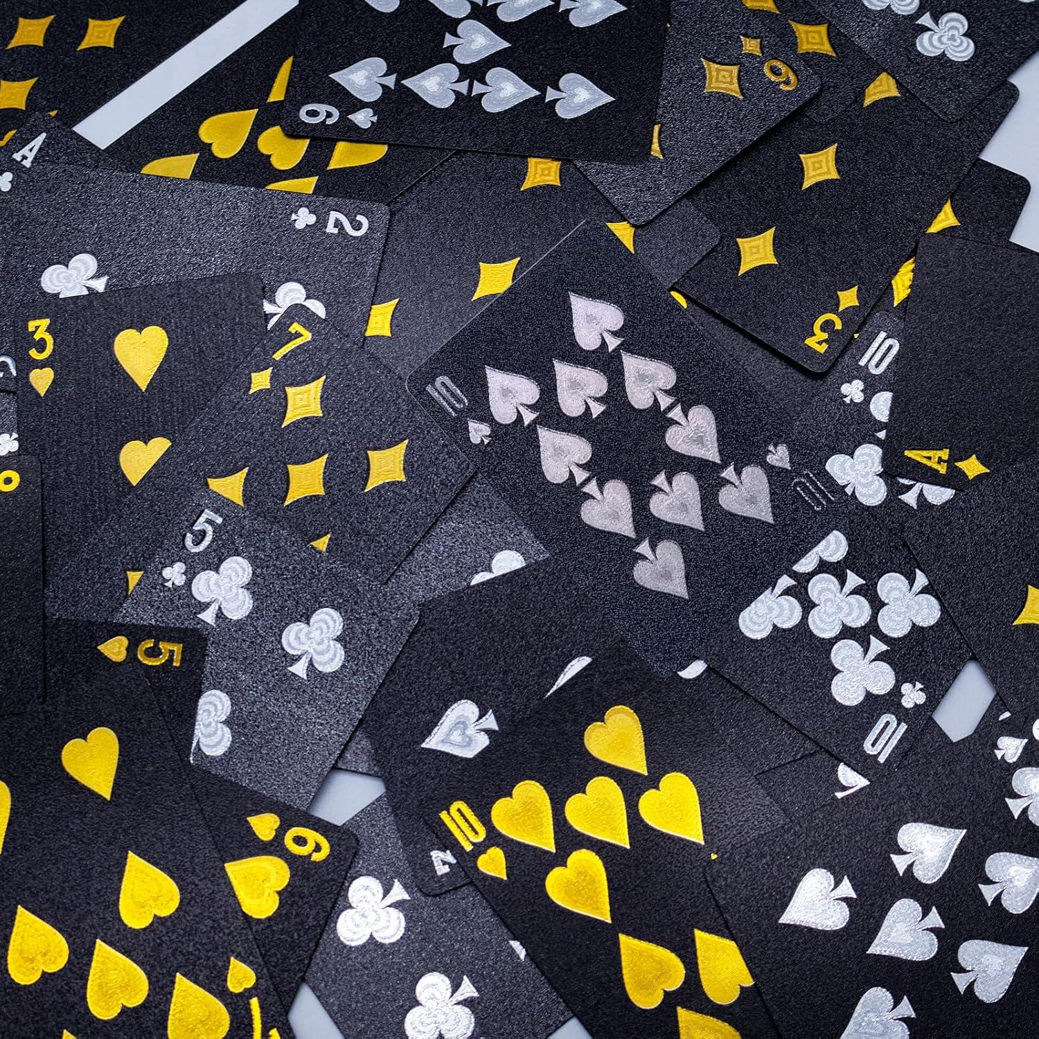 Barajas de Cartas Impermeables BKBNSJ Negro-Dorado 2 Unidades