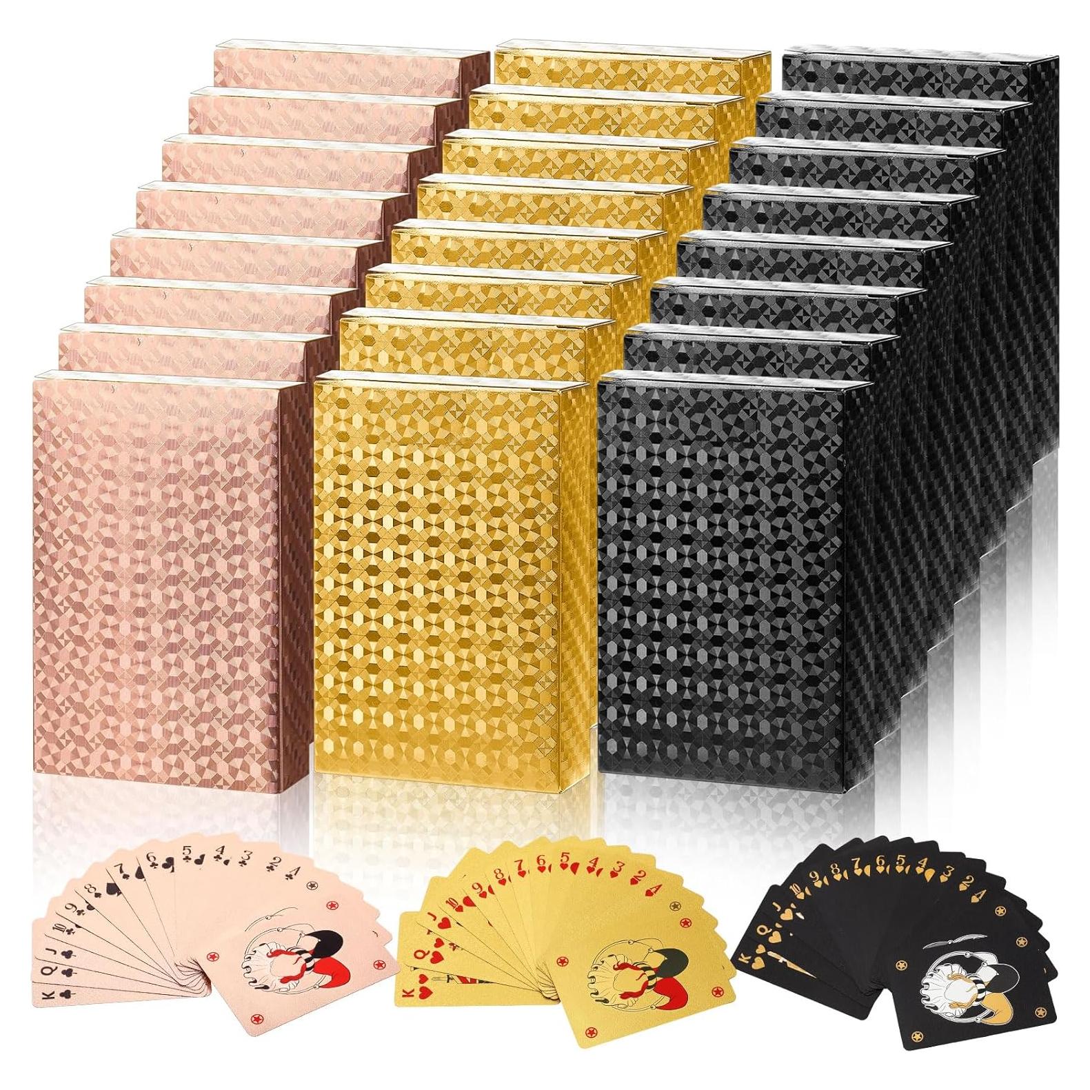 Zubebe 12 Barajas de Cartas Impermeables 54 Cartas - 3 Colores