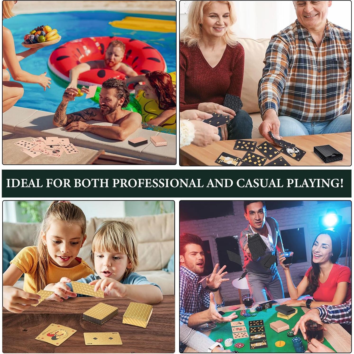 Zubebe 12 Barajas de Cartas Impermeables 54 Cartas - 3 Colores