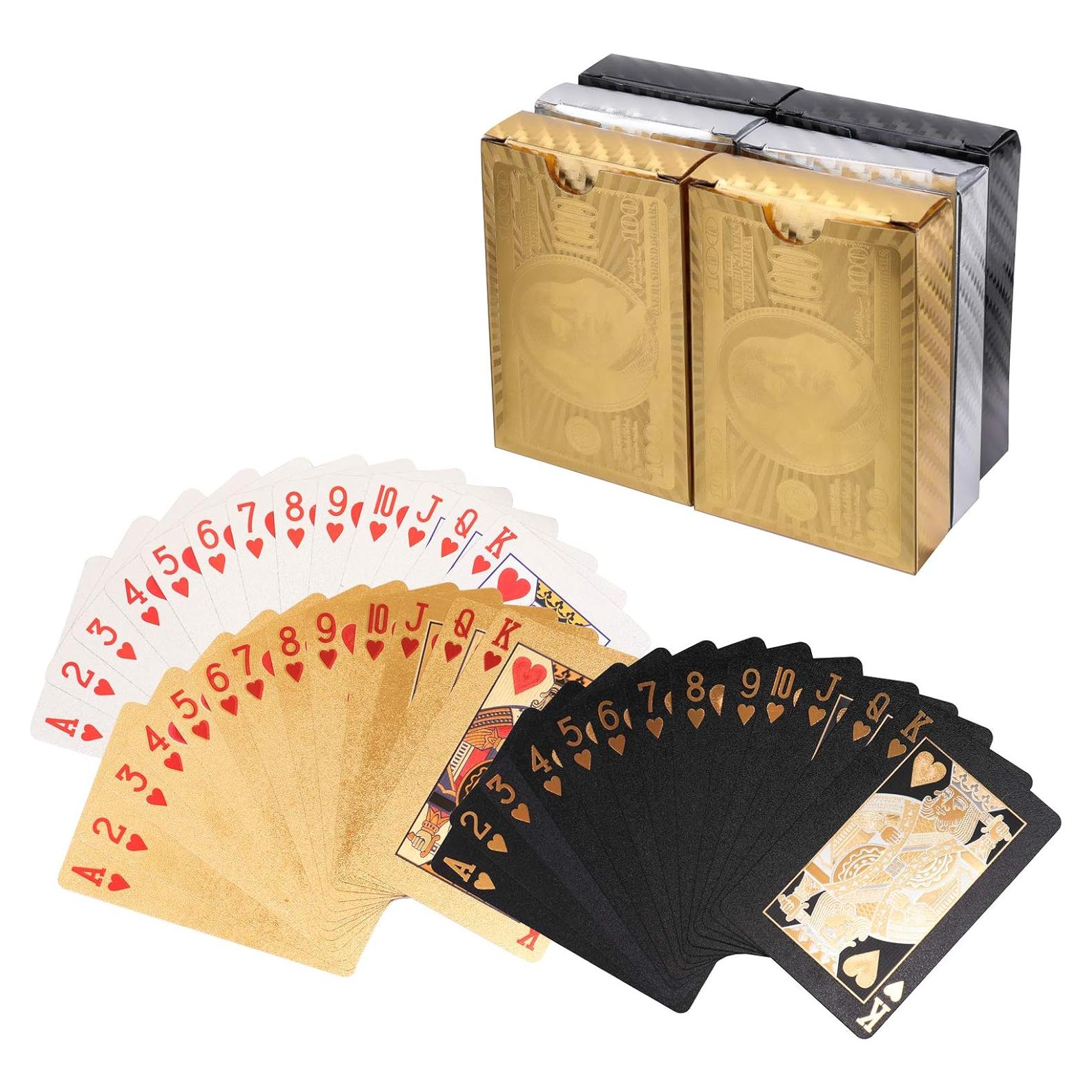 Yopay 6 Barajas de Cartas Impermeables de Lujo 24K