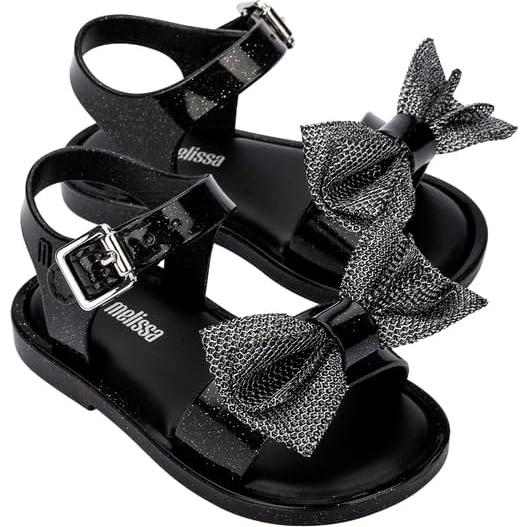 Sandalias Mini Melissa Mar para Niñas - Brillo Negro 22.5cm