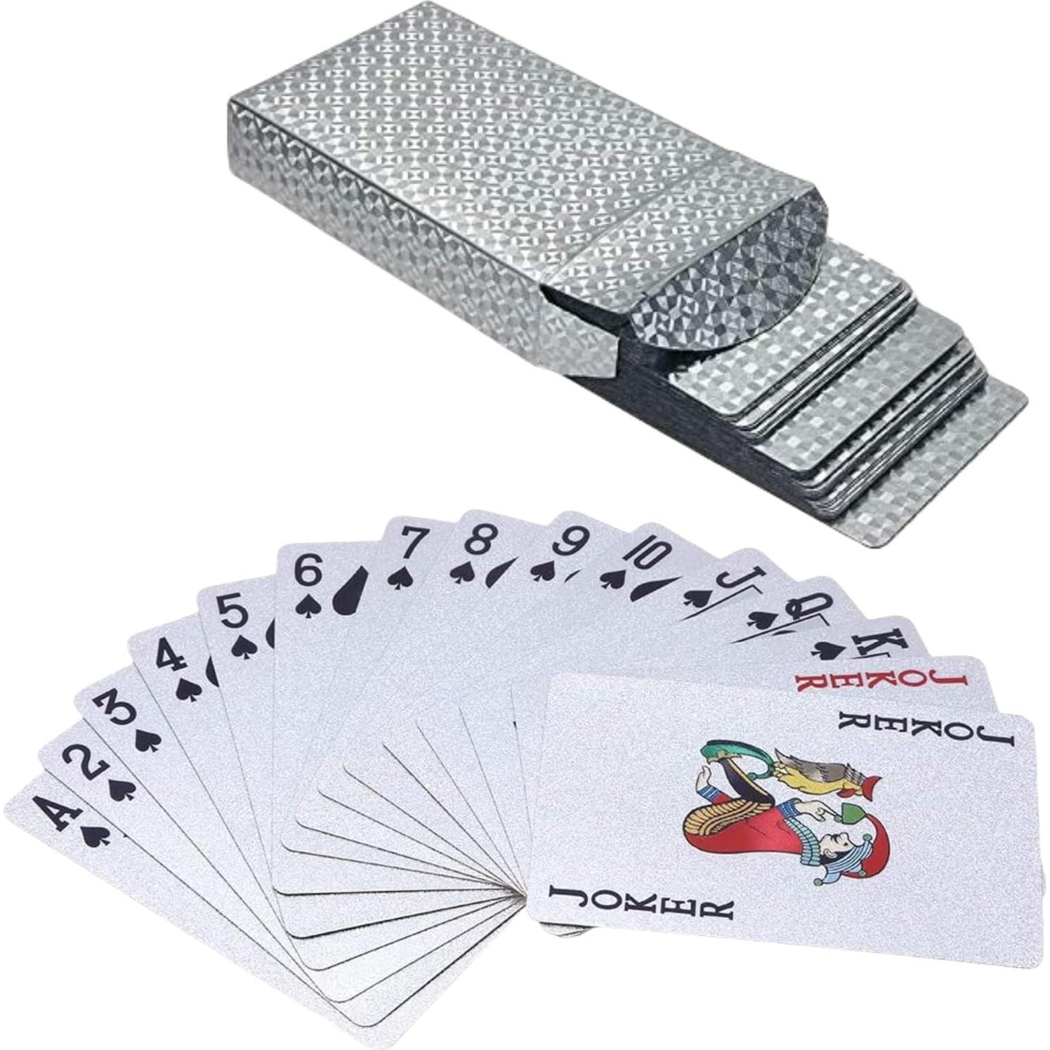 Paquete de 2 Barajas de Cartas de Póker Diamante Oro Plata