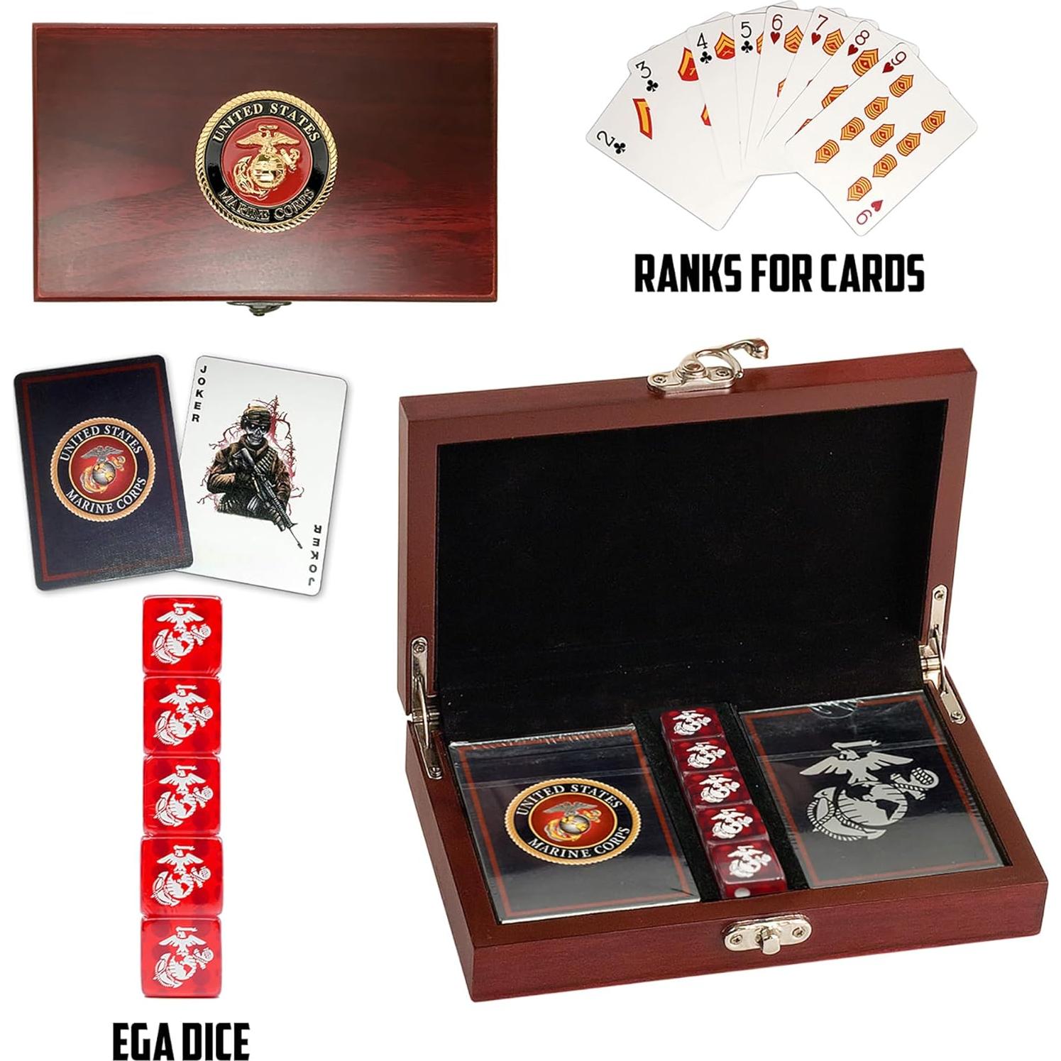 Juego de Cartas y Dados USMC - Baraja y Dados EGA