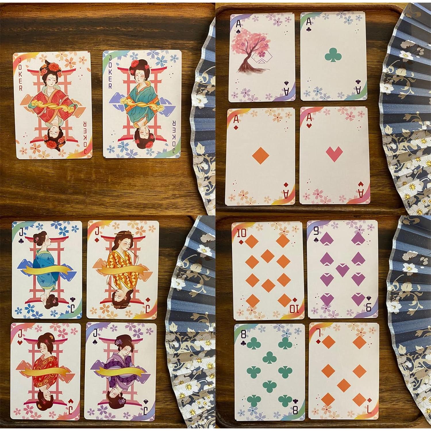 Baraja de Cartas Cherry Blossoms Qianben 56 Piezas PVC Impermeable