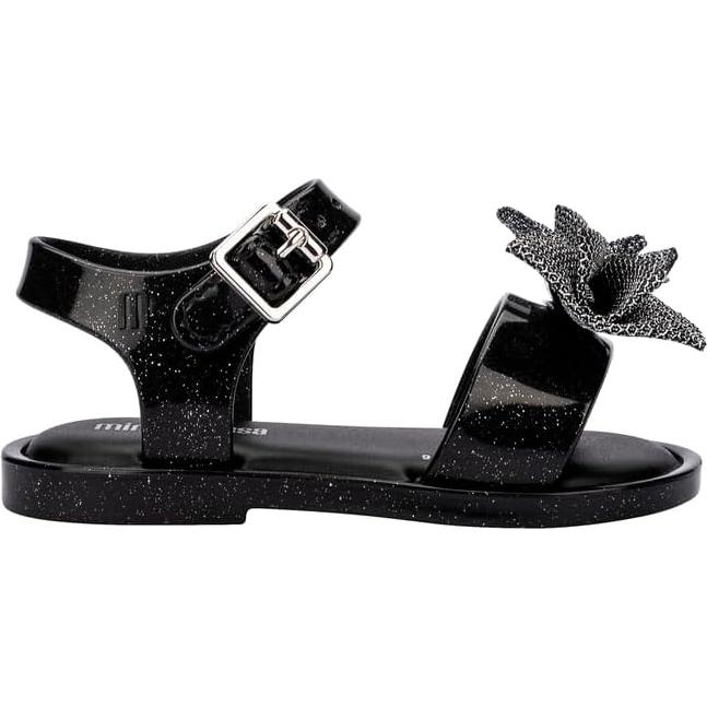 Sandalias Mini Melissa Mar para Niñas - Brillo Negro 22.6cm