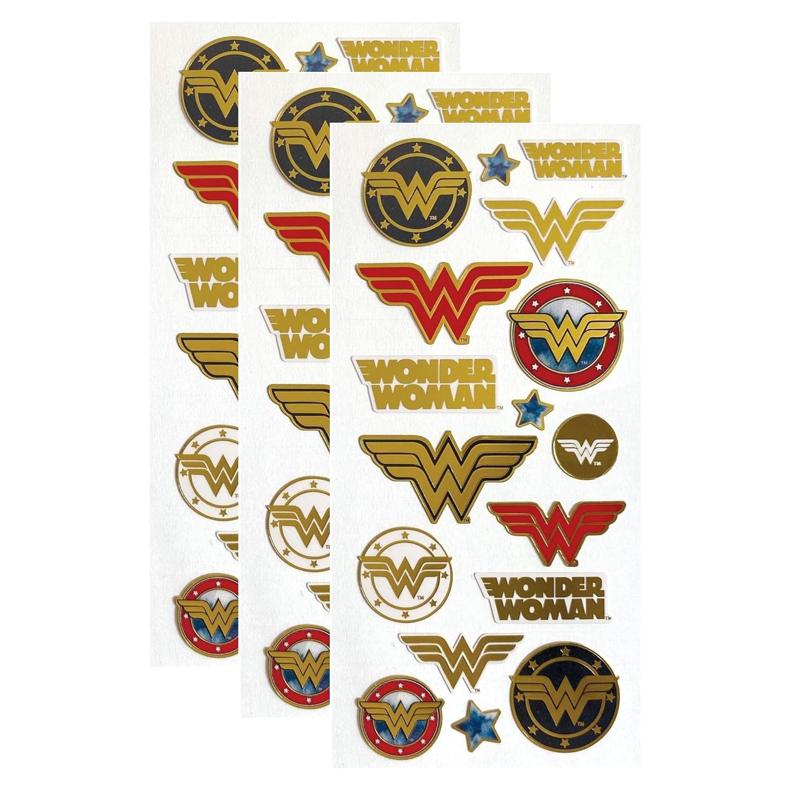 Calcomanías Wonder Woman Playhouse - 3 Paquetes Brillantes