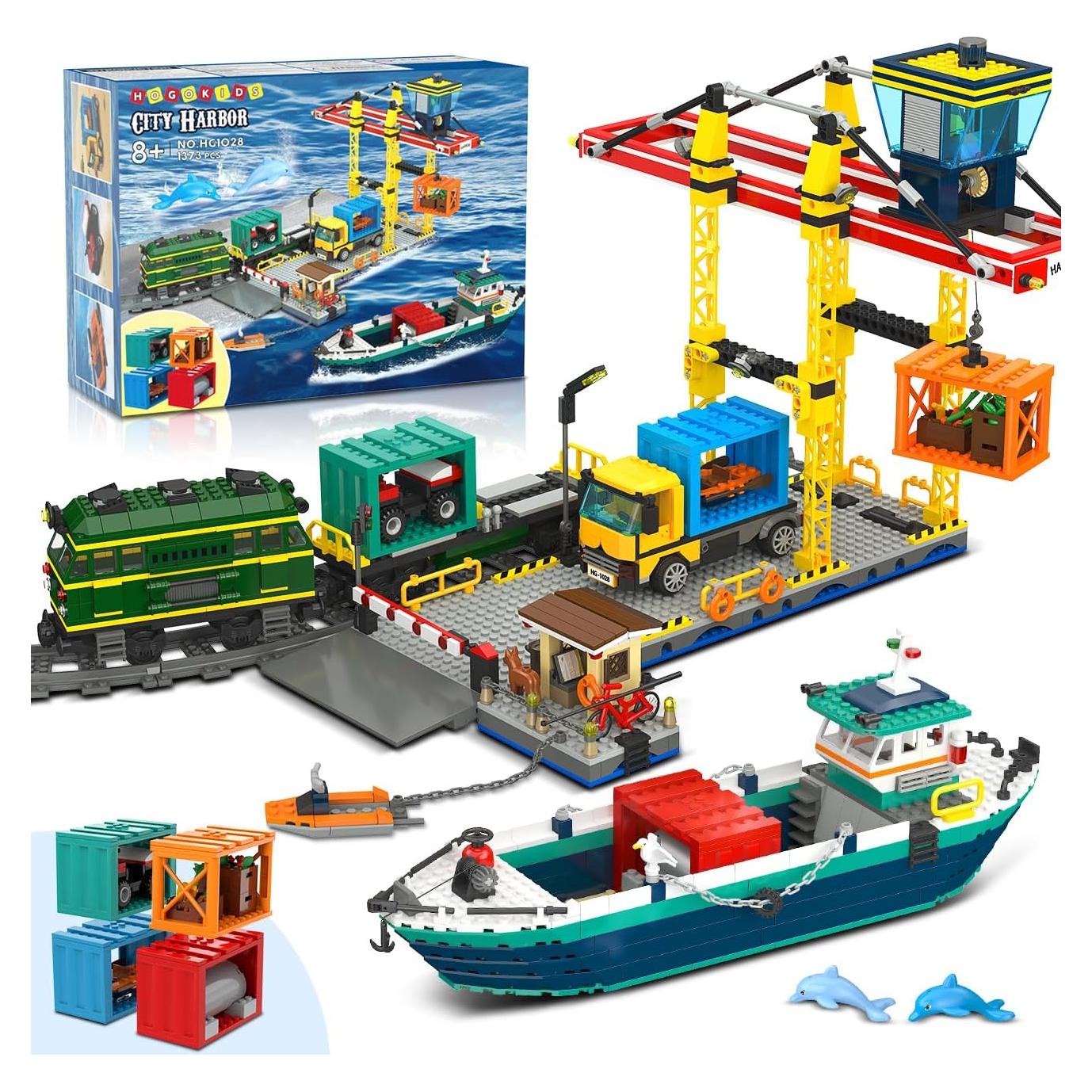 Set de Construcción HOGOKIDS City Wharf con Grúa y Barco 1373PCS