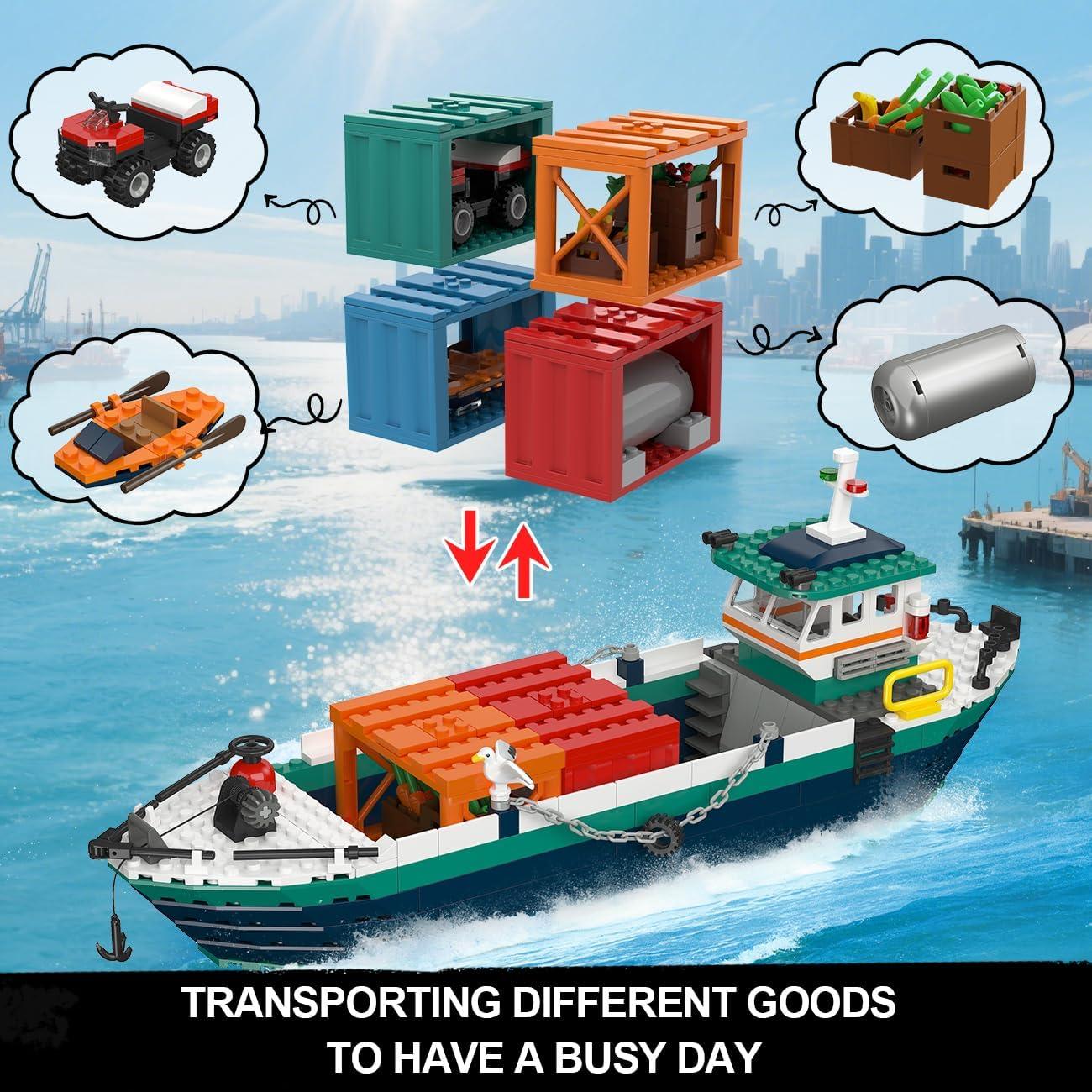 Set de Construcción HOGOKIDS City Wharf con Grúa y Barco 1373PCS