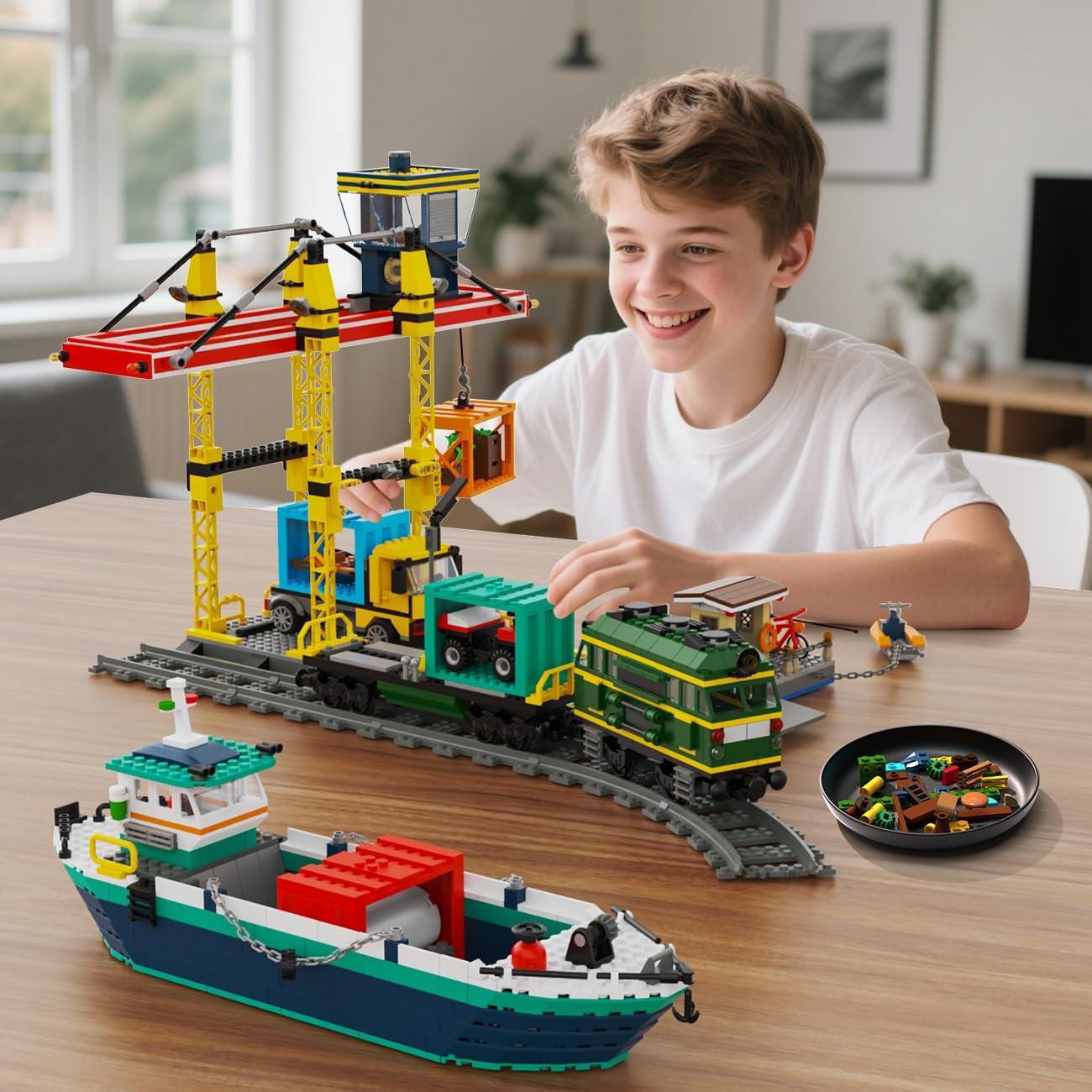 Set de Construcción HOGOKIDS City Wharf con Grúa y Barco 1373PCS