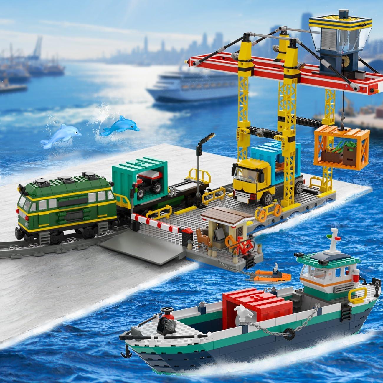 Set de Construcción HOGOKIDS City Wharf con Grúa y Barco 1373PCS